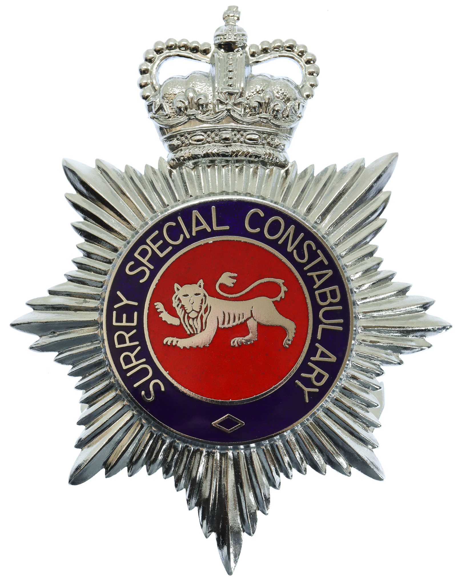 Surrey Special Constabulary Enamelled Helmet Plate - Queen's Crown