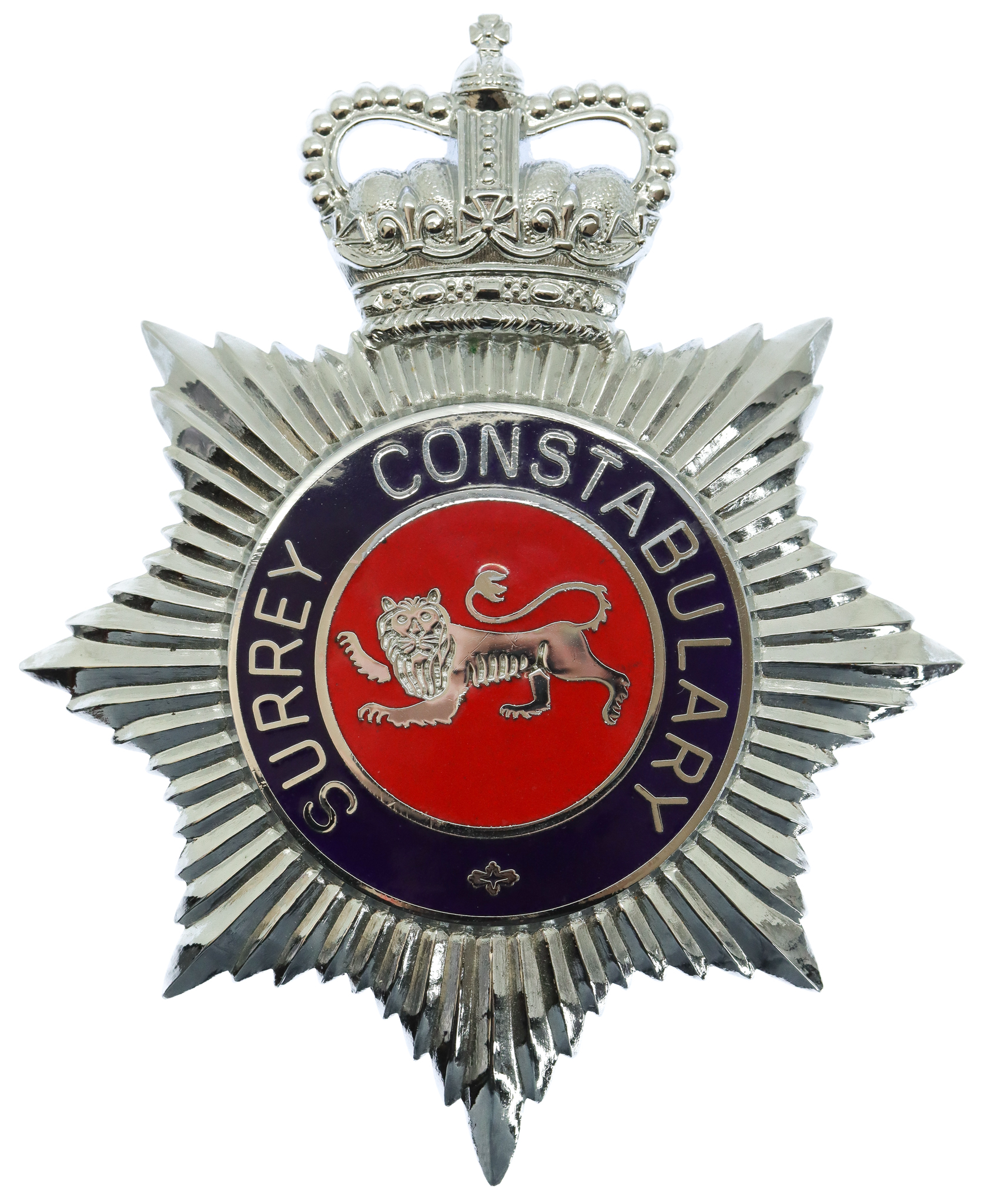 Surrey Constabulary Enamelled Helmet Plate - Queen's Crown