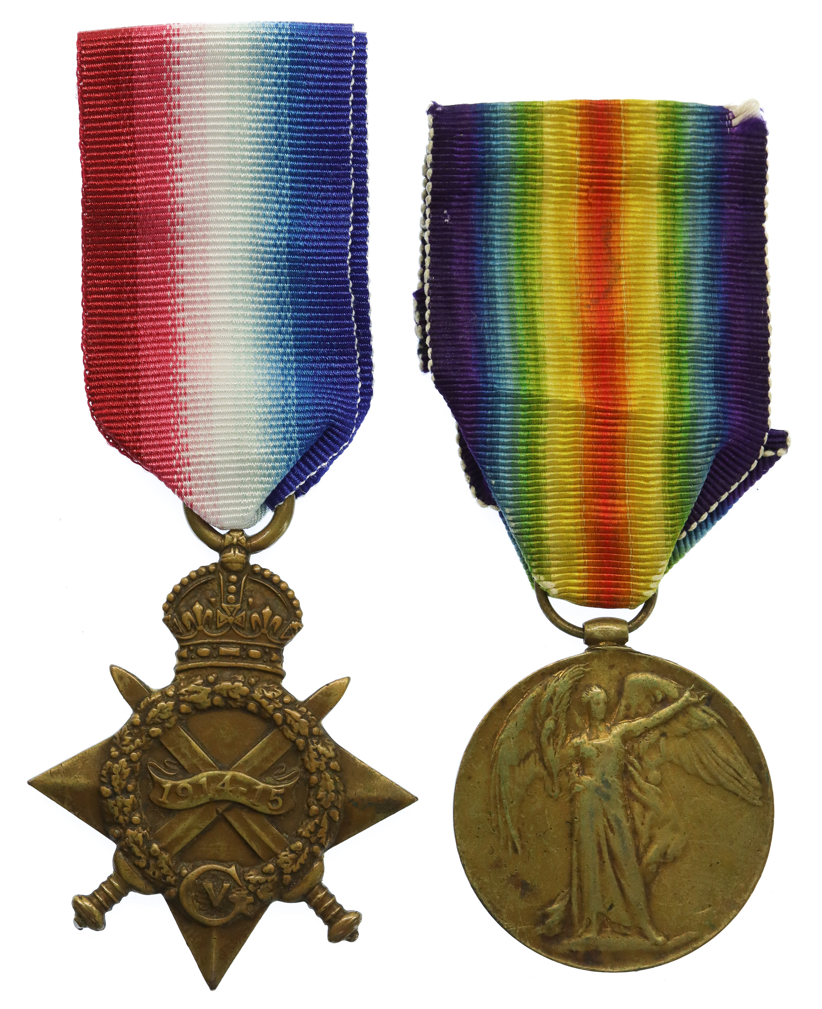 WW1 1914-15 Star and Victory Medal - Pte. A.E.W. Garrett, King's Royal Rifle Corps and Northamptonshire Regiment - K.I.A. 27/5/18
