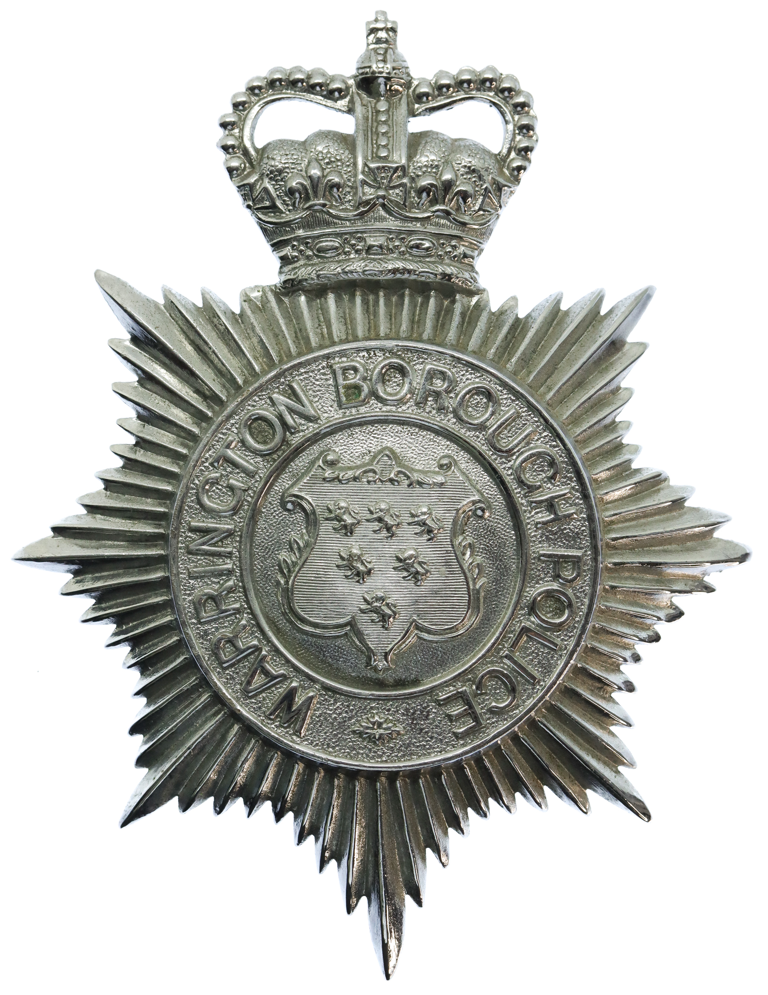Warrington Borough Police Helmet Plate - Queen's Crown