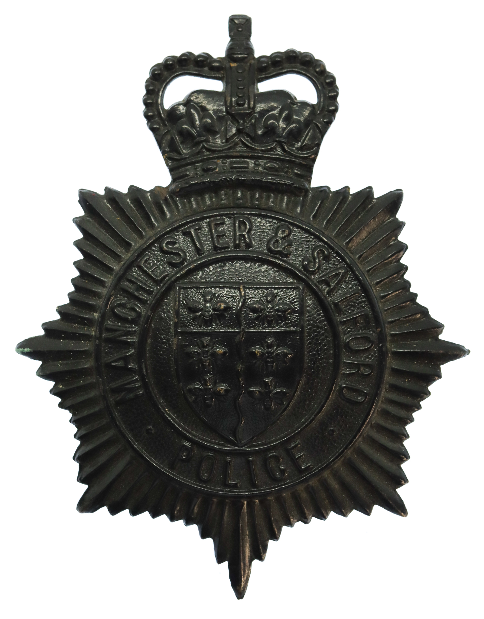 Manchester & Salford Police Night Helmet Plate - Queen's Crown