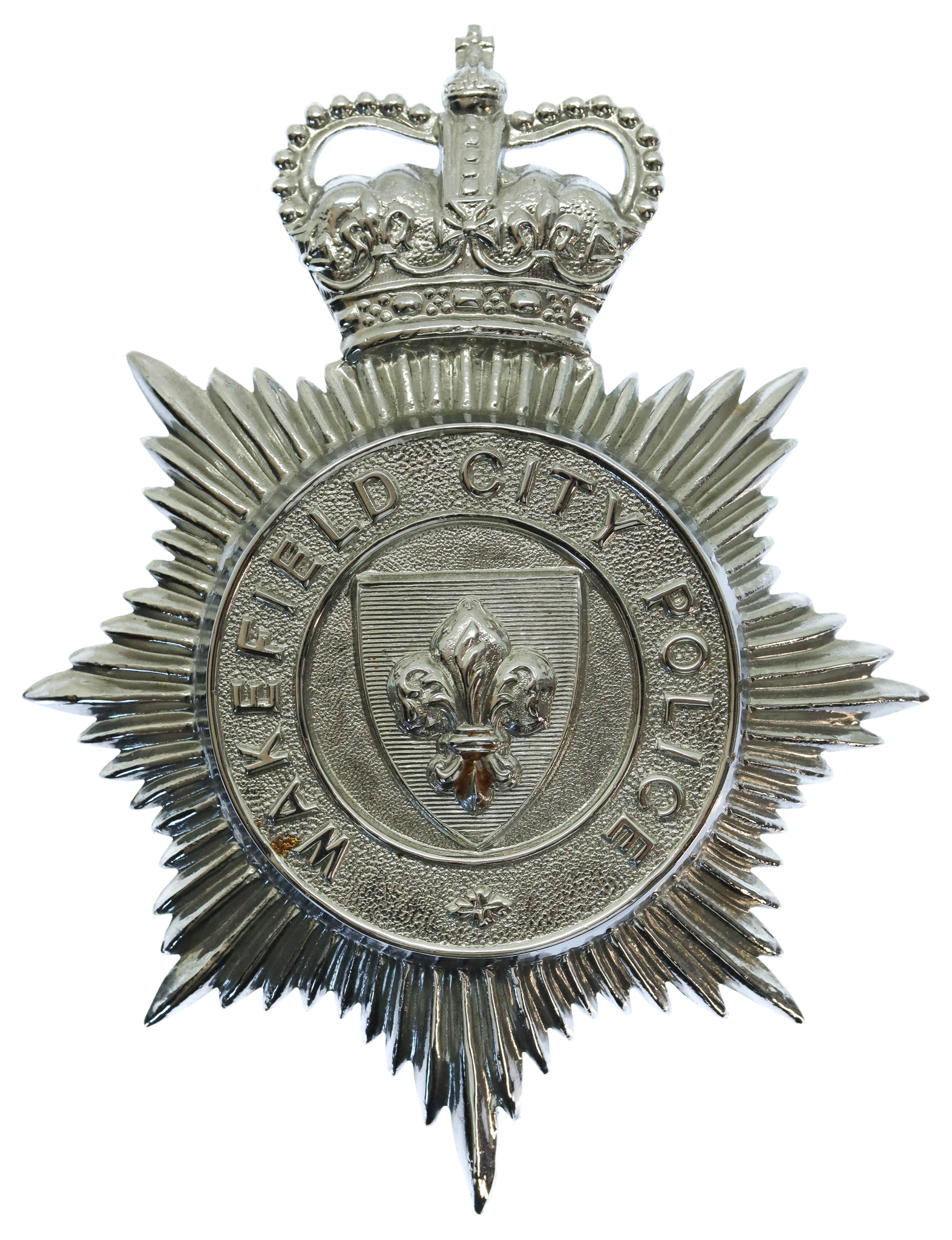Wakefield City Police Helmet Plate - Queen's Crown
