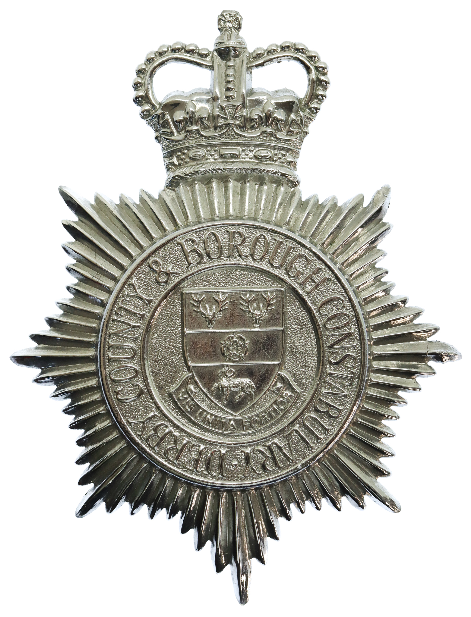 Derby County & Borough Constabulary Helmet Plate - Queen's Crown