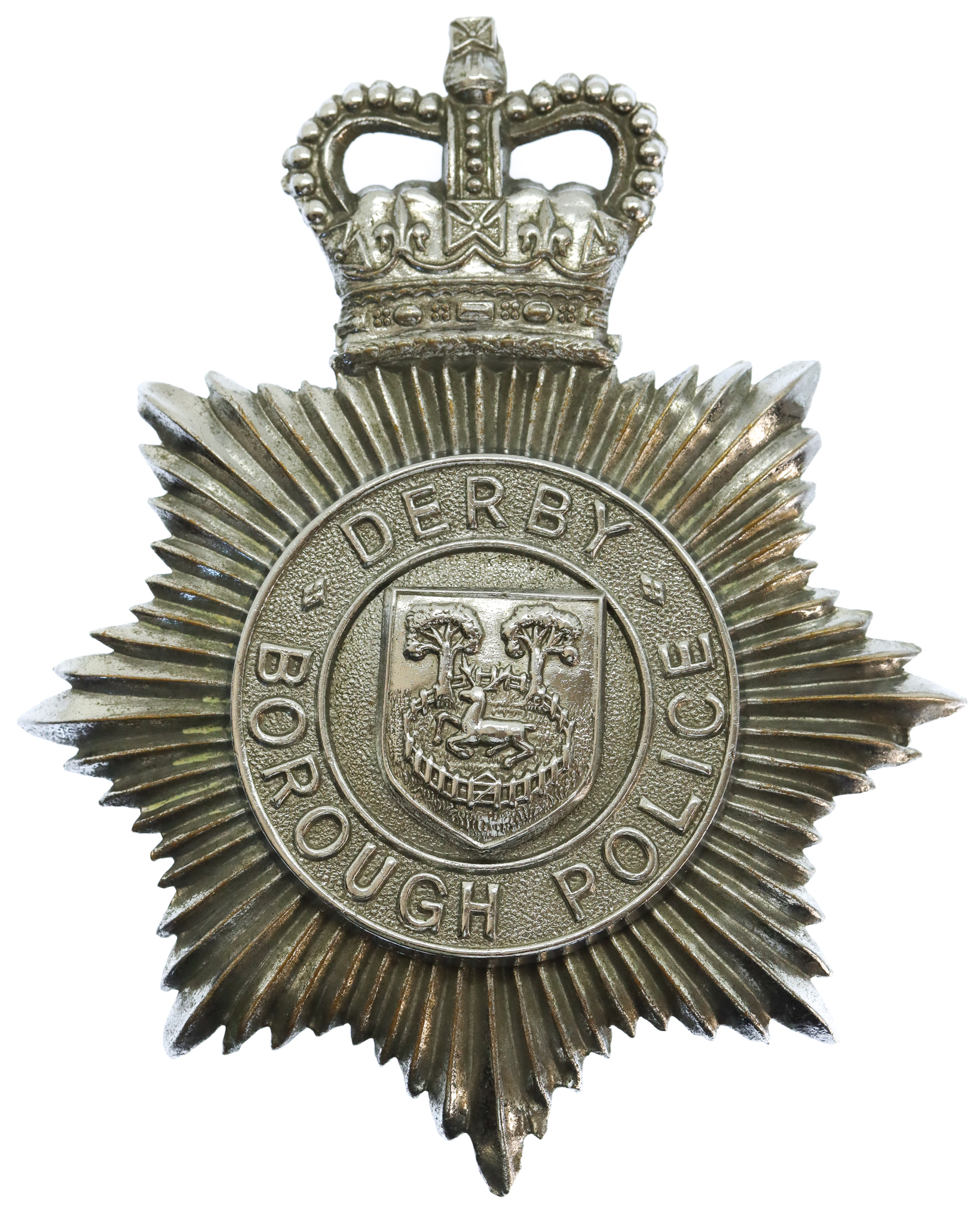 Derby Borough Police Helmet Plate - Queen's Crown