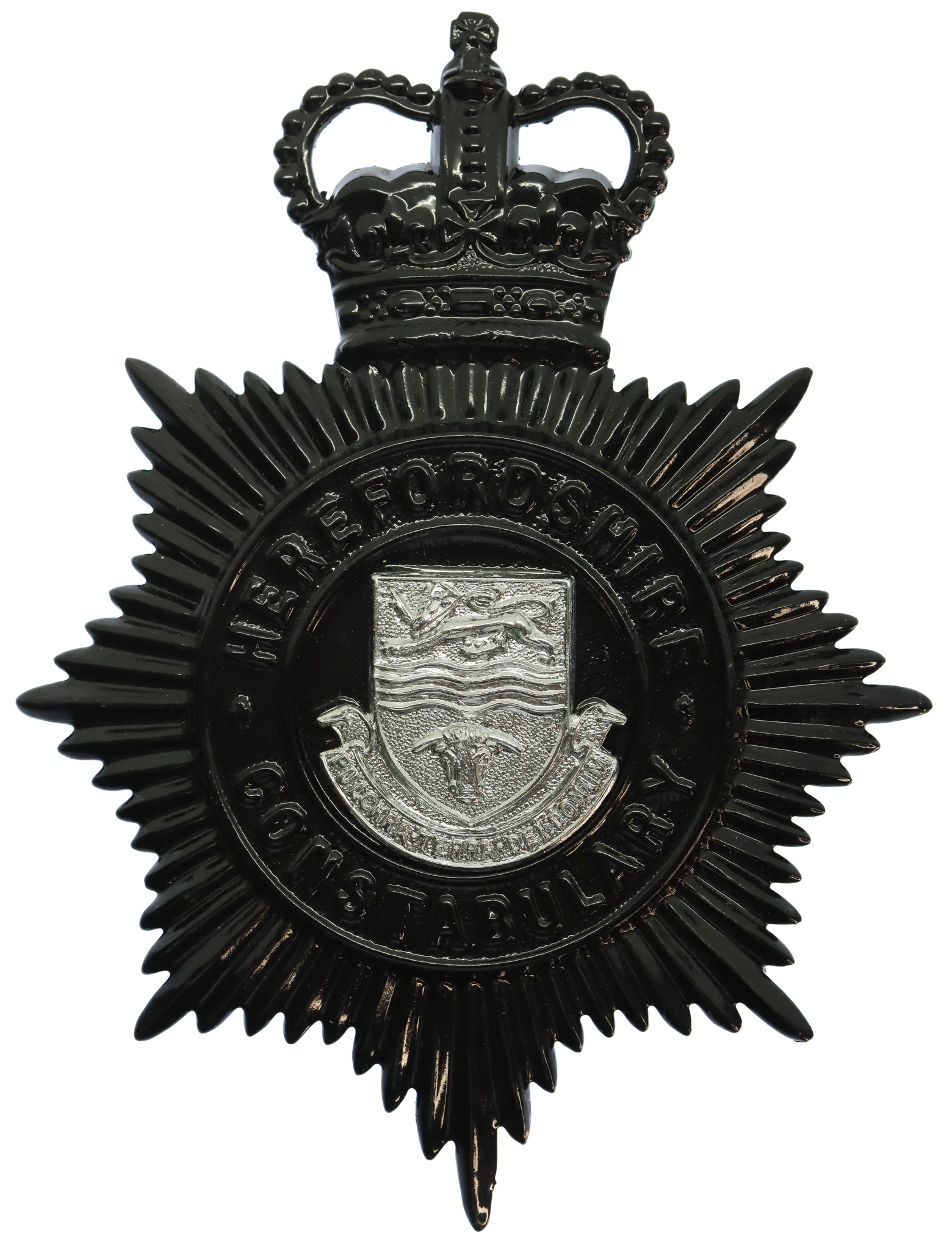 Herefordshire Constabulary Night Helmet Plate - Queen's Crown