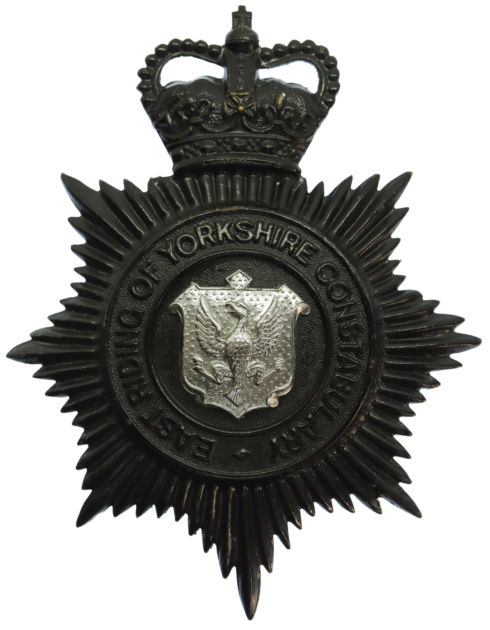 East Riding of Yorkshire Constabulary Night Helmet Plate - Queen's Crown
