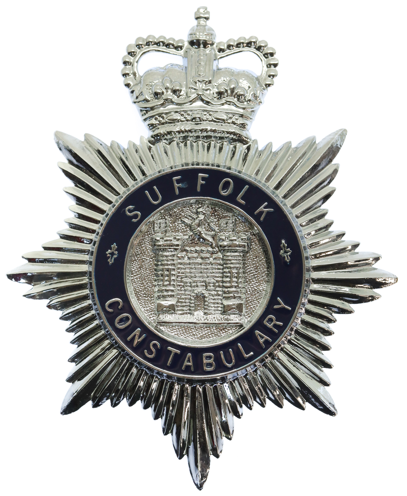 Suffolk Constabulary Enamelled Helmet Plate - Queen's Crown