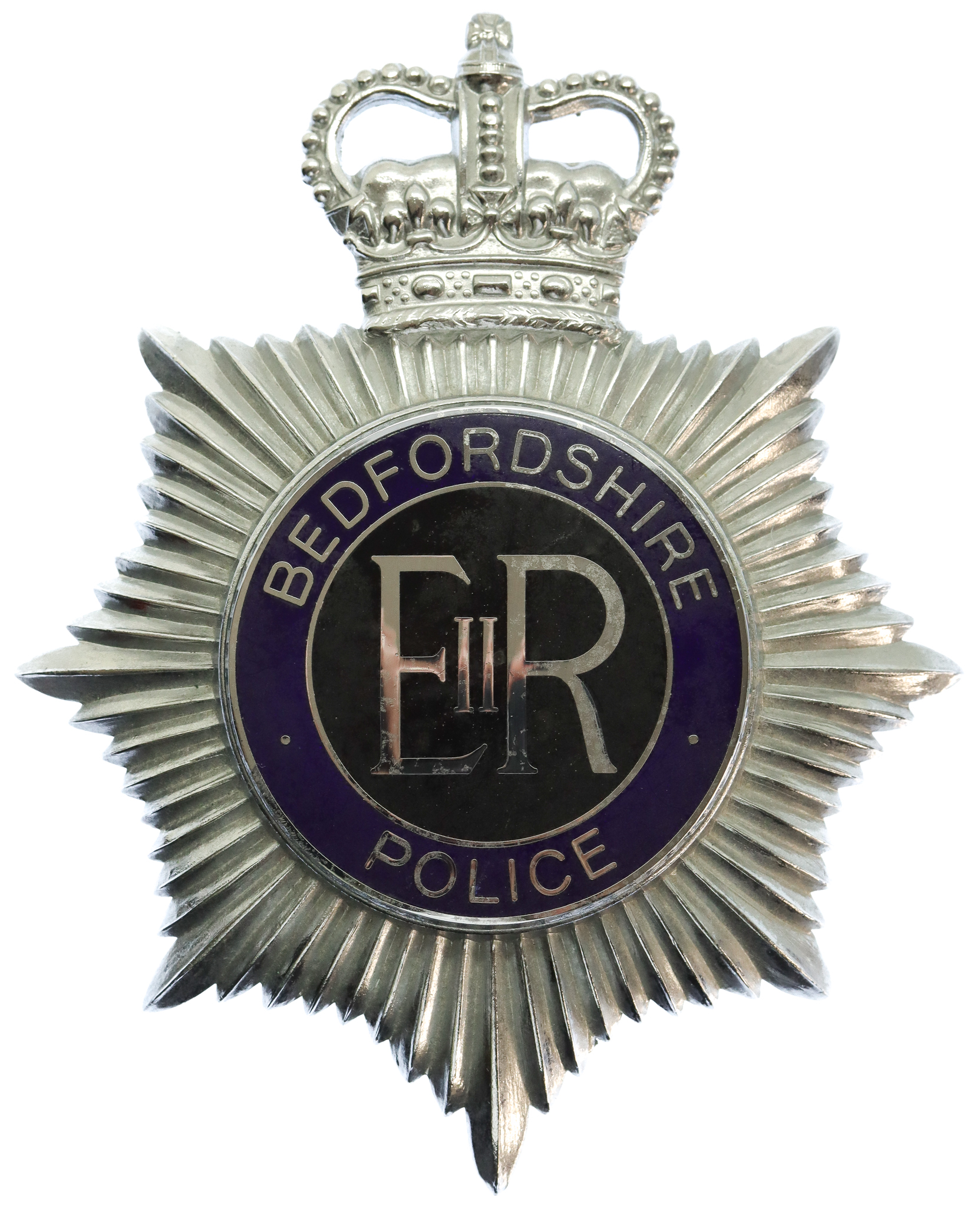 Bedfordshire Police Enamelled Helmet Plate - Queen's Crown