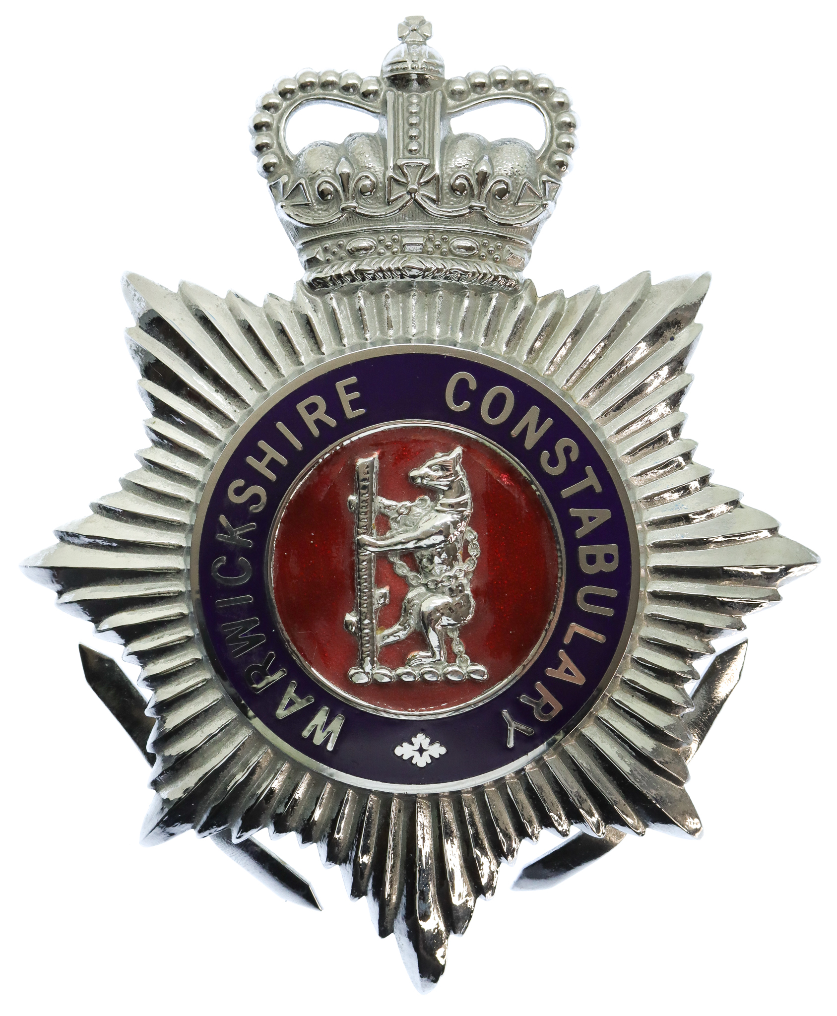 Warwickshire Constabulary Enamelled Helmet Plate - Queen's Crown