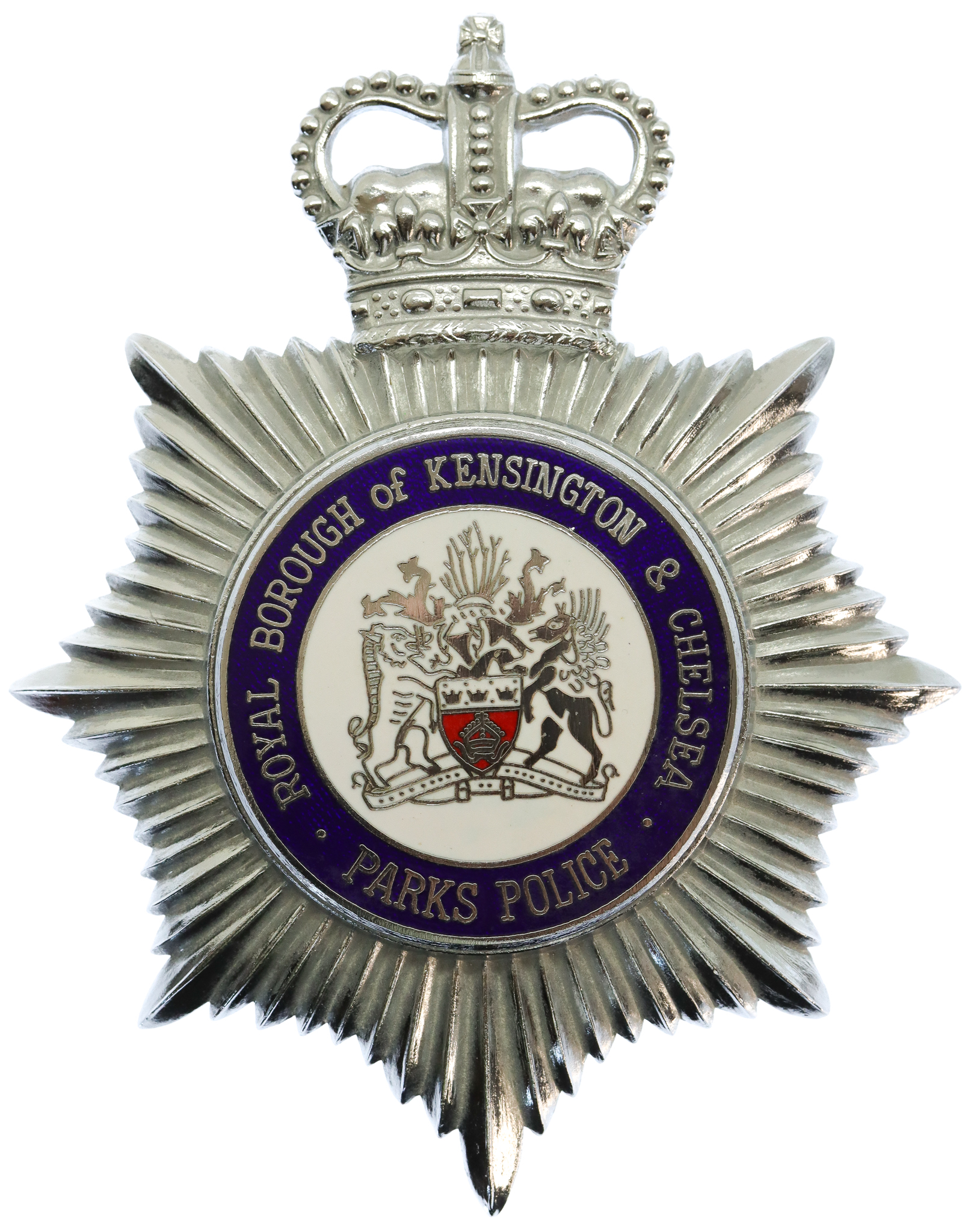 Royal Borough of Kensington & Chelsea Parks Police Enamelled Helmet Plate - Queen's Crown