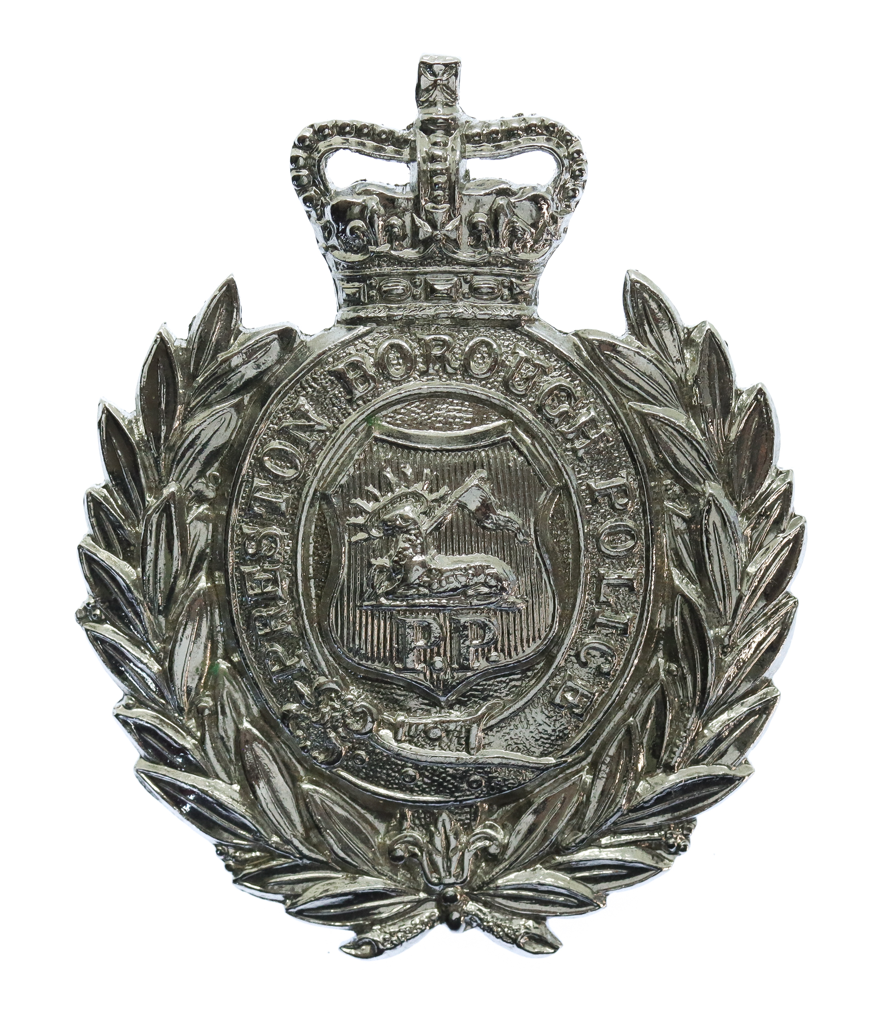 Preston Borough Police Wreath Cap Badge - Queen's Crown