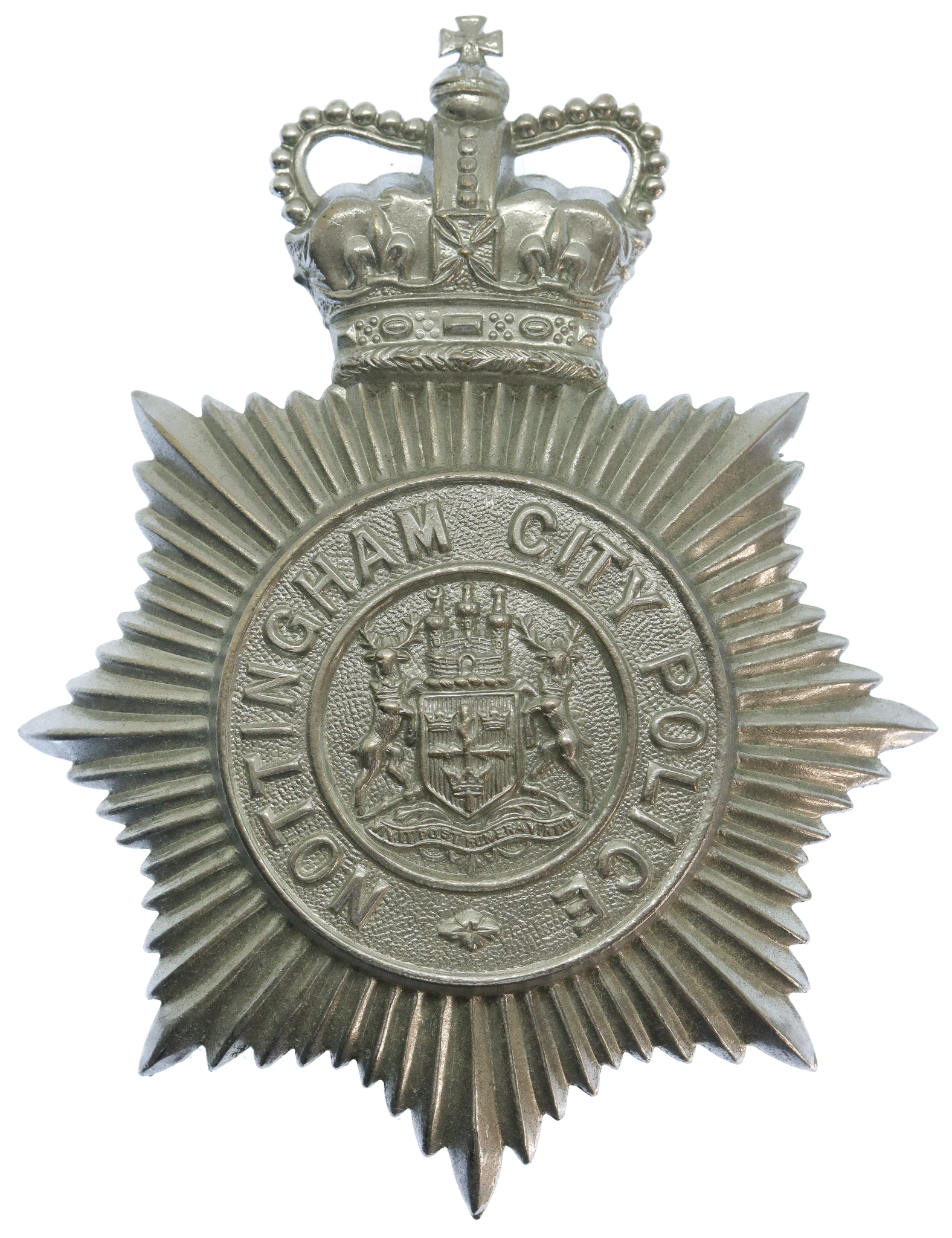 Nottingham City Police Helmet Plate - Queen's Crown