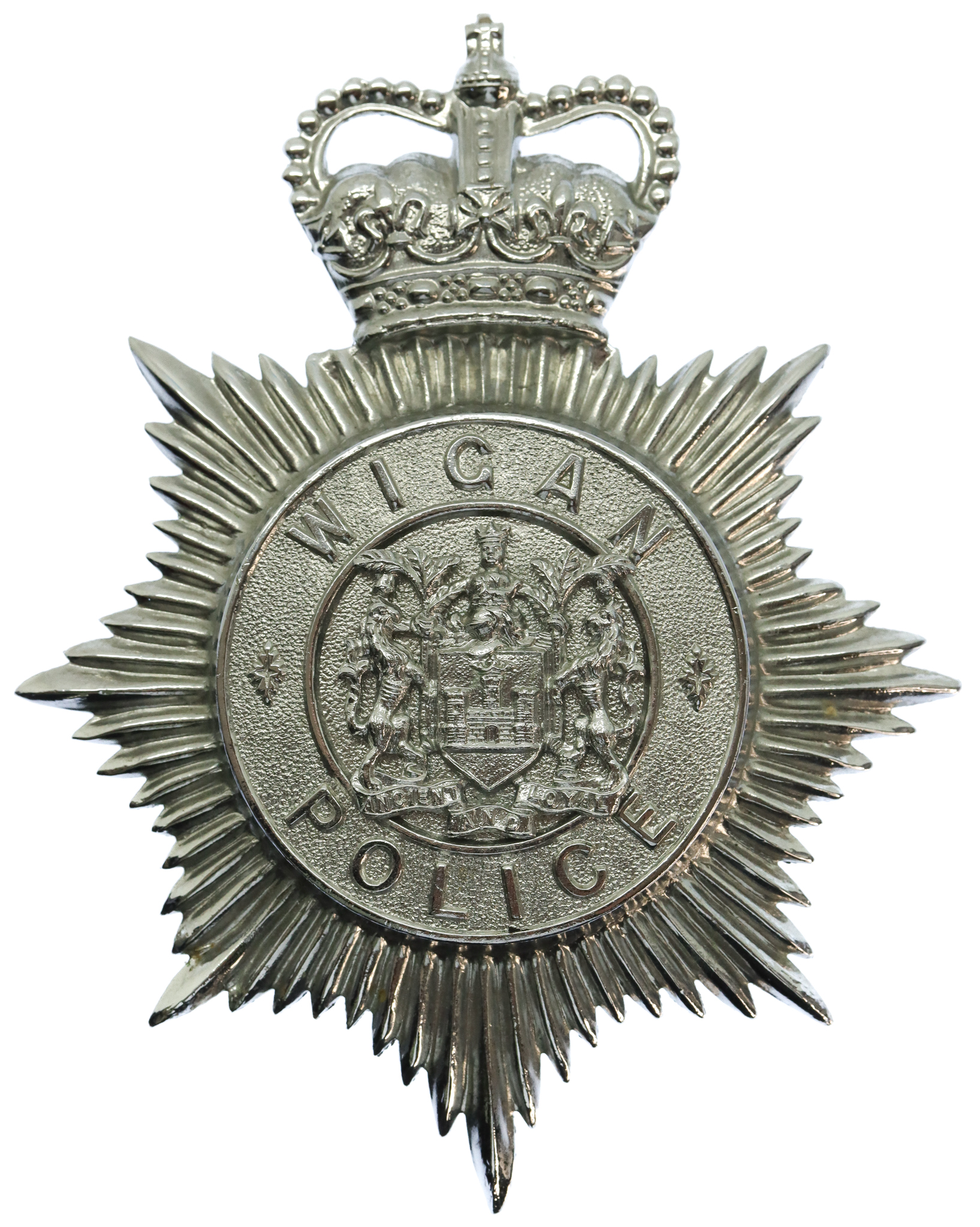 Wigan Borough Police Helmet Plate - Queen's Crown