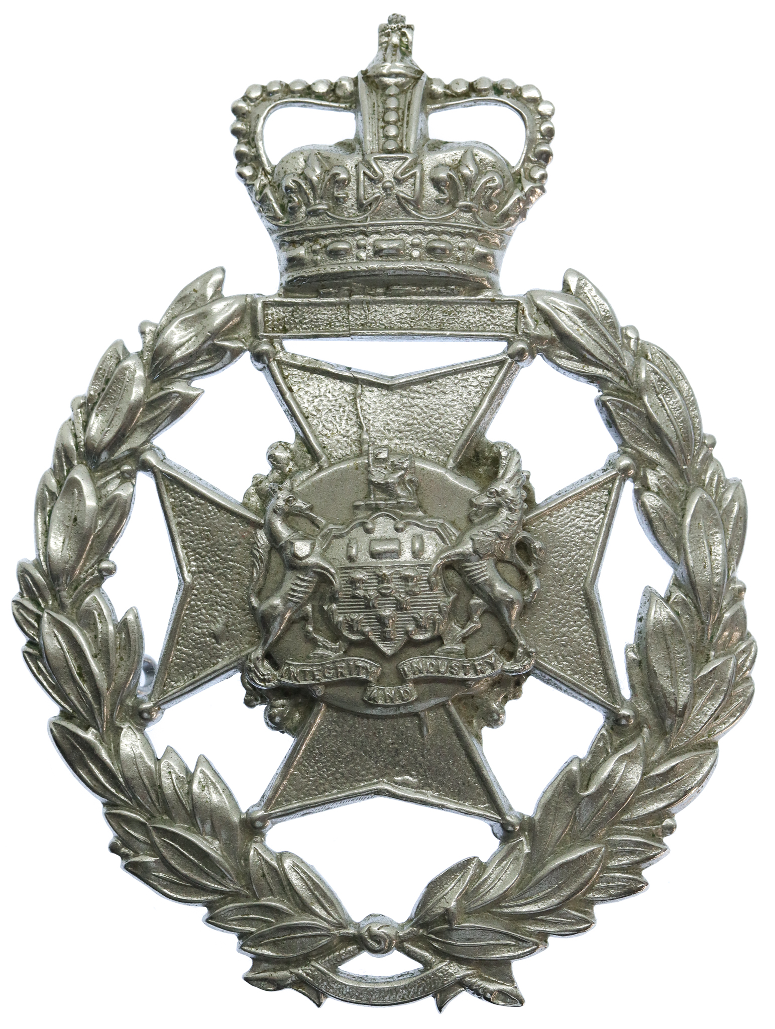 Salford City Police Wreath Helmet Plate - Queen's Crown