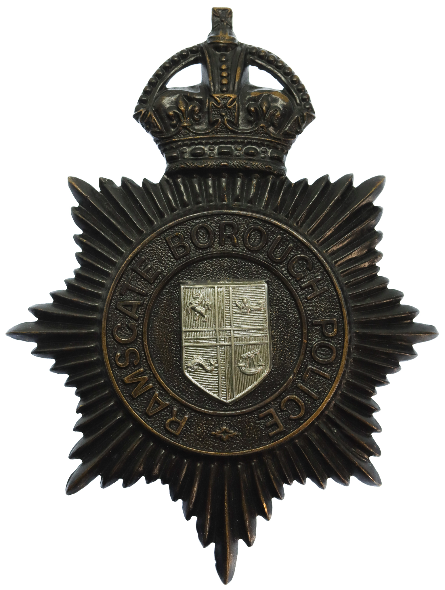 Ramsgate Borough Police Night Helmet Plate - King's Crown