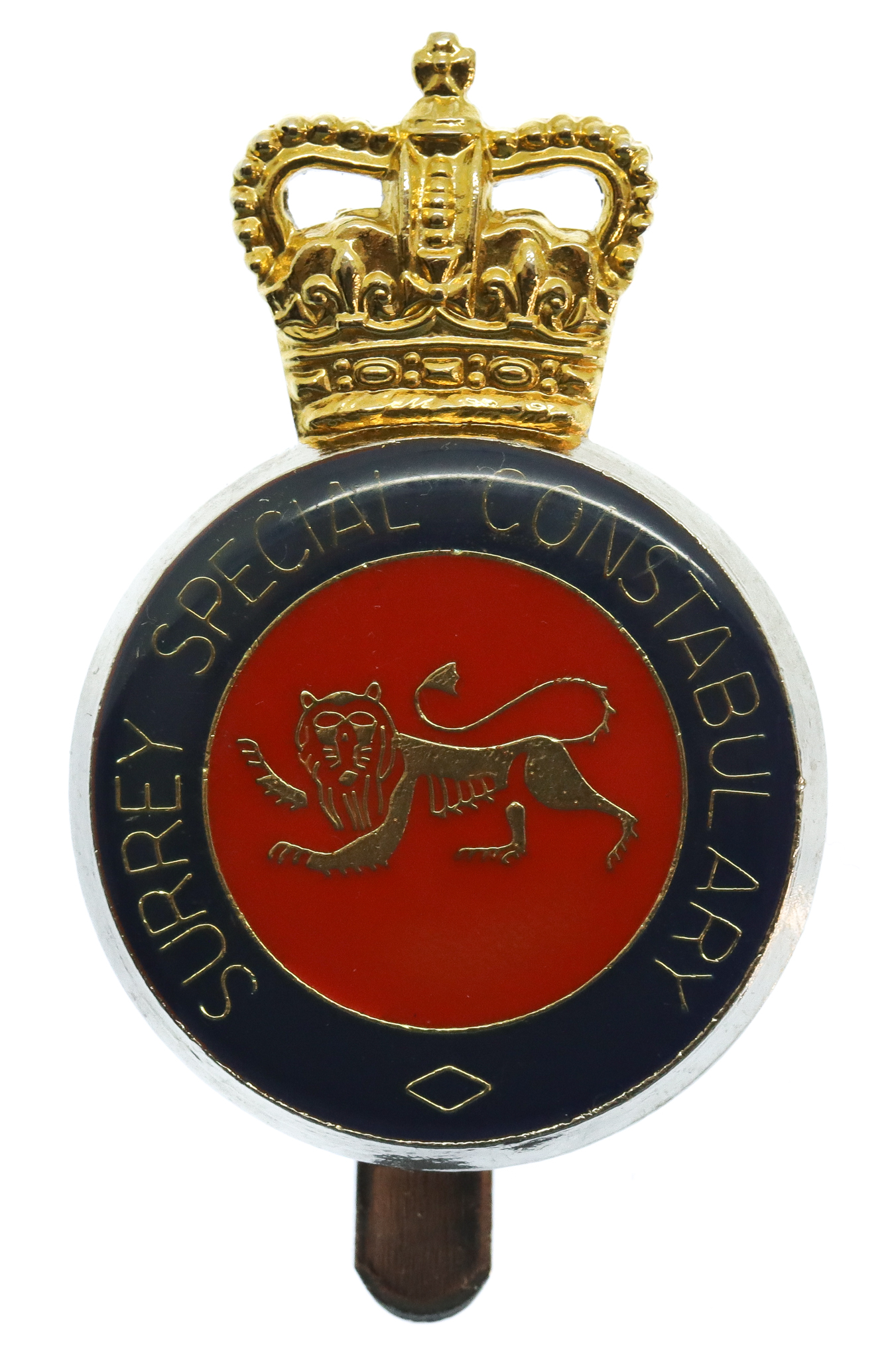 Surrey Special Constabulary Enamelled Cap Badge - Queen's Crown