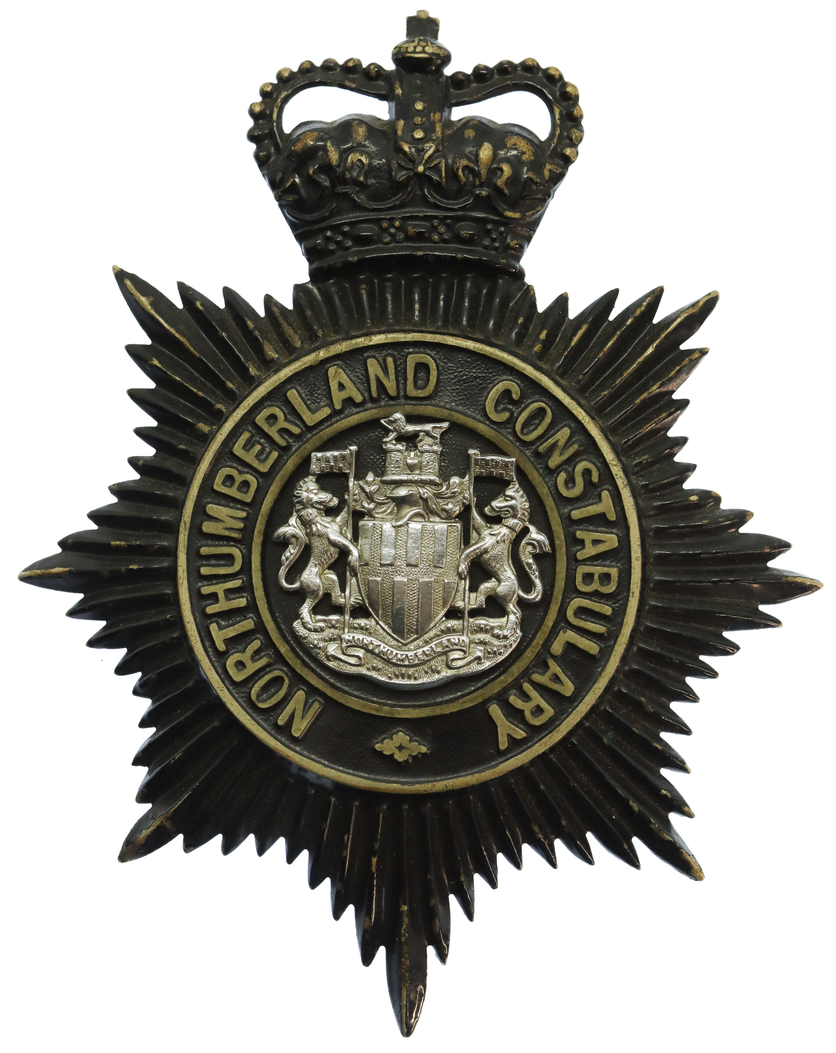 Northumberland Constabulary Night Helmet Plate - Queen's Crown
