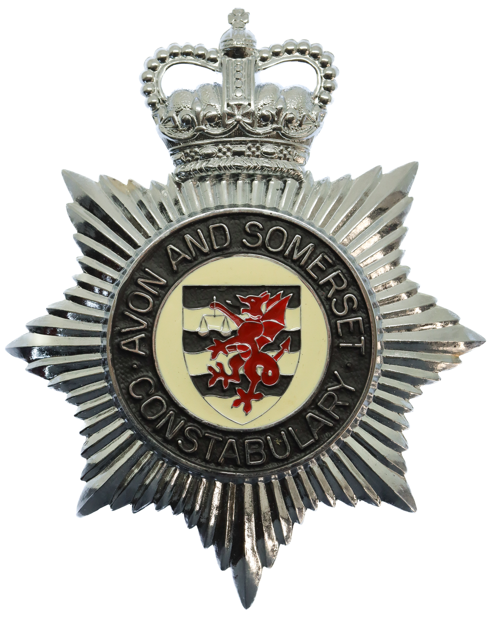 Avon and Somerset Constabulary Enamelled Helmet Plate - Queen's Crown