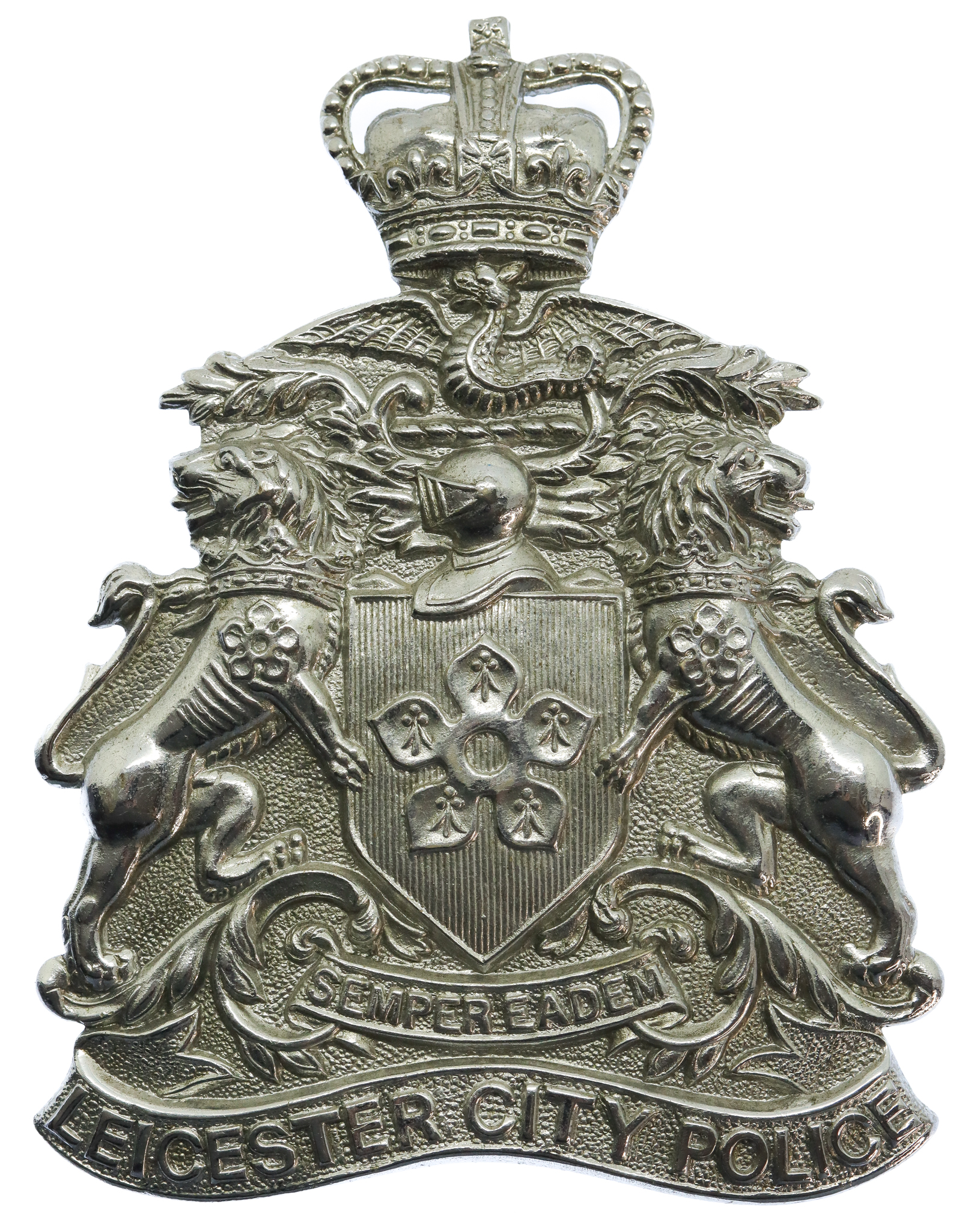 Leicester City Police Helmet Plate - Queen's Crown