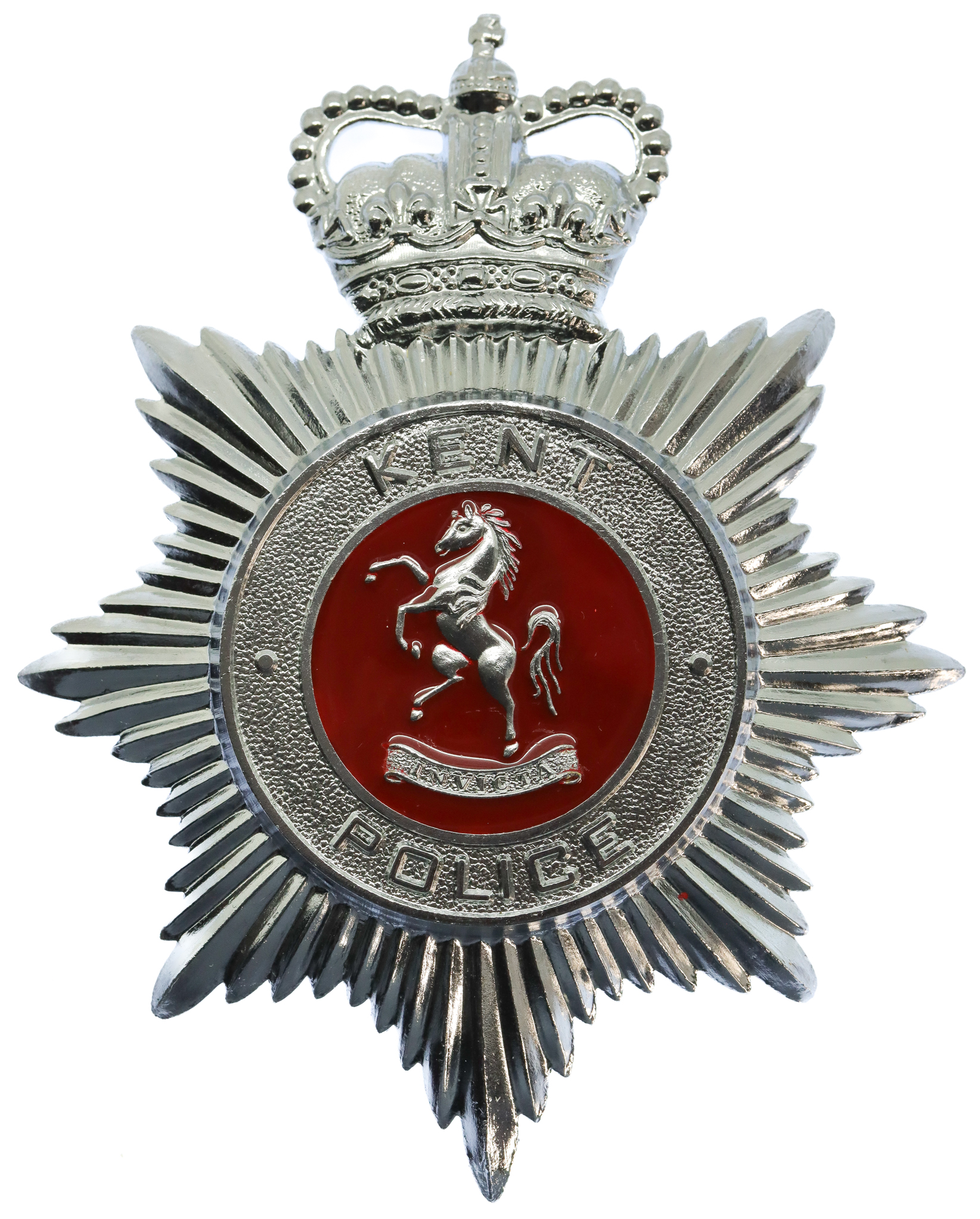 Kent Police Enamelled Helmet Plate - Queen's Crown