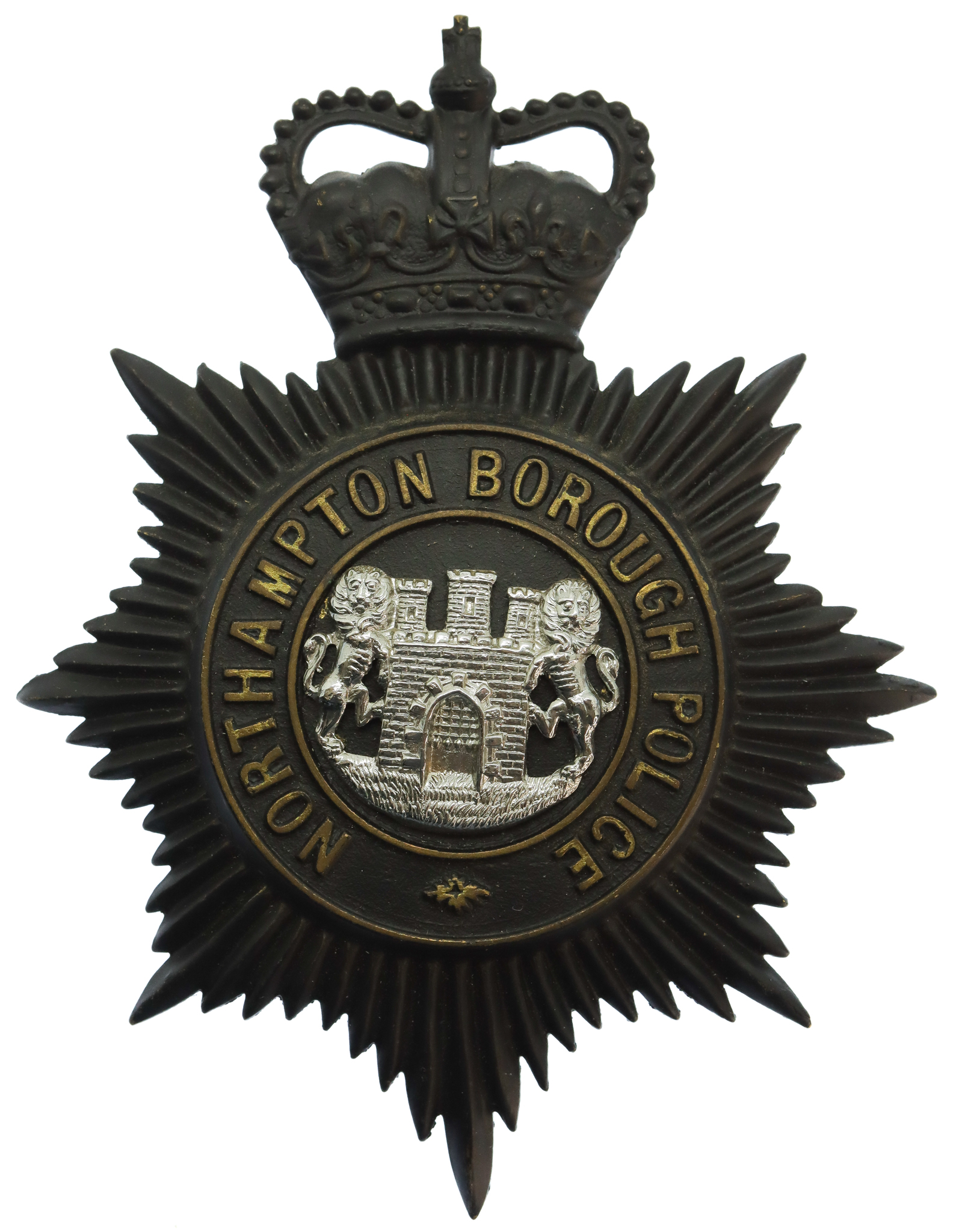 Northampton Borough Police Night Helmet Plate - Queen's Crown