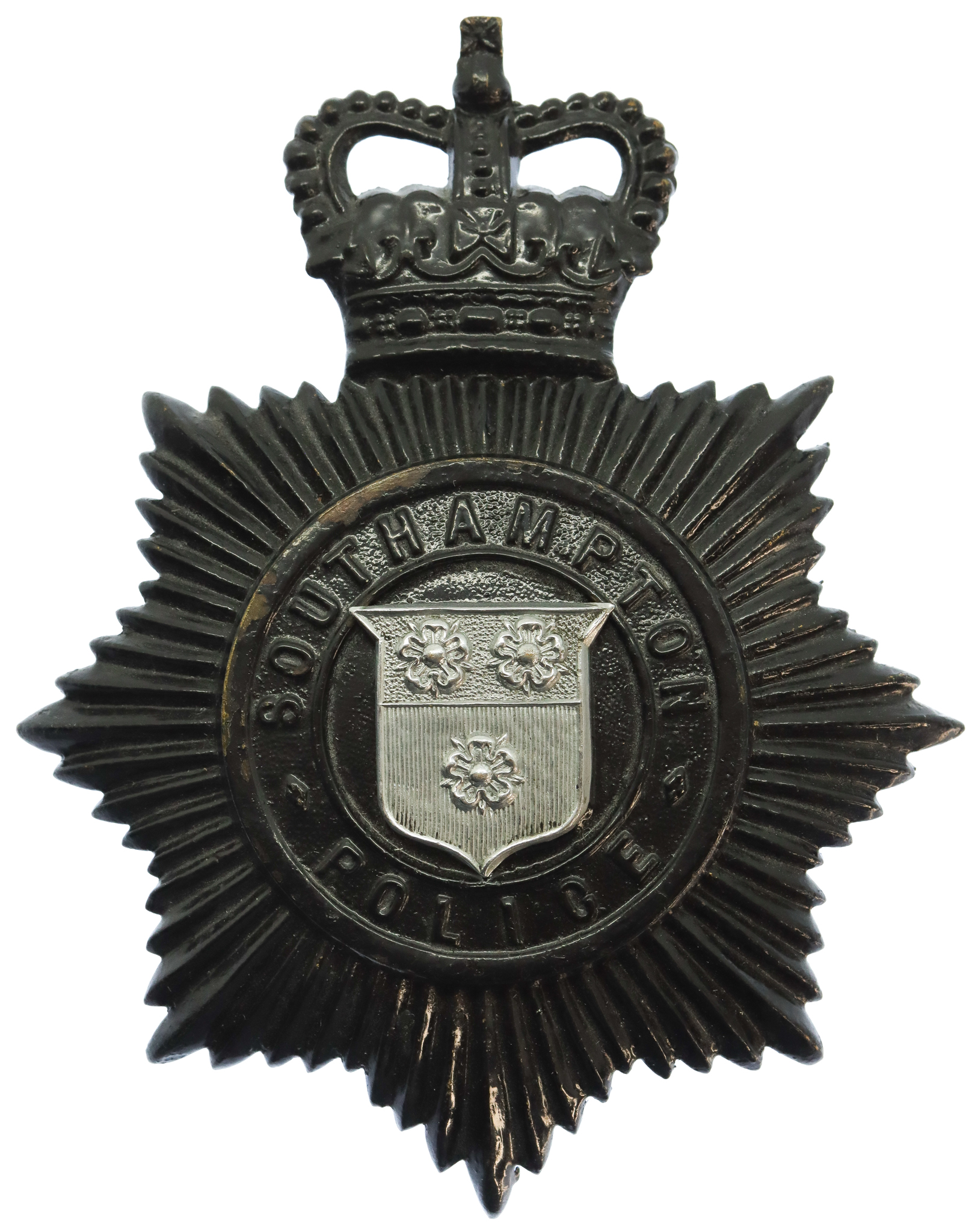 Southampton Police Night Helmet Plate - Queen's Crown