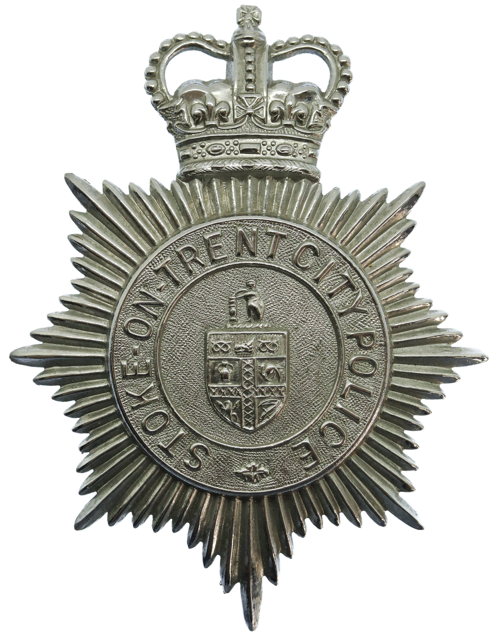 Stoke-on-Trent City Police Helmet Plate - Queen's Crown