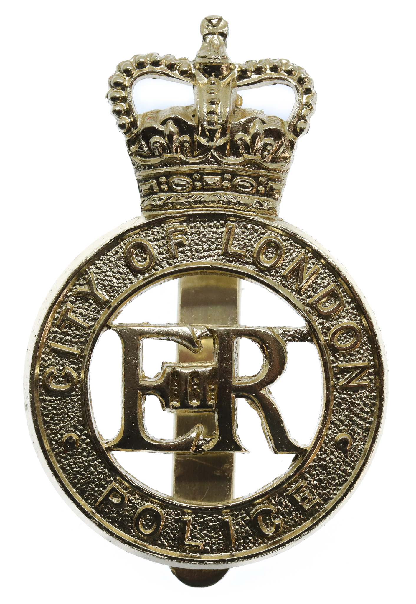 City of London Police Anodised (Staybrite) Cap Badge - Queen's Crown