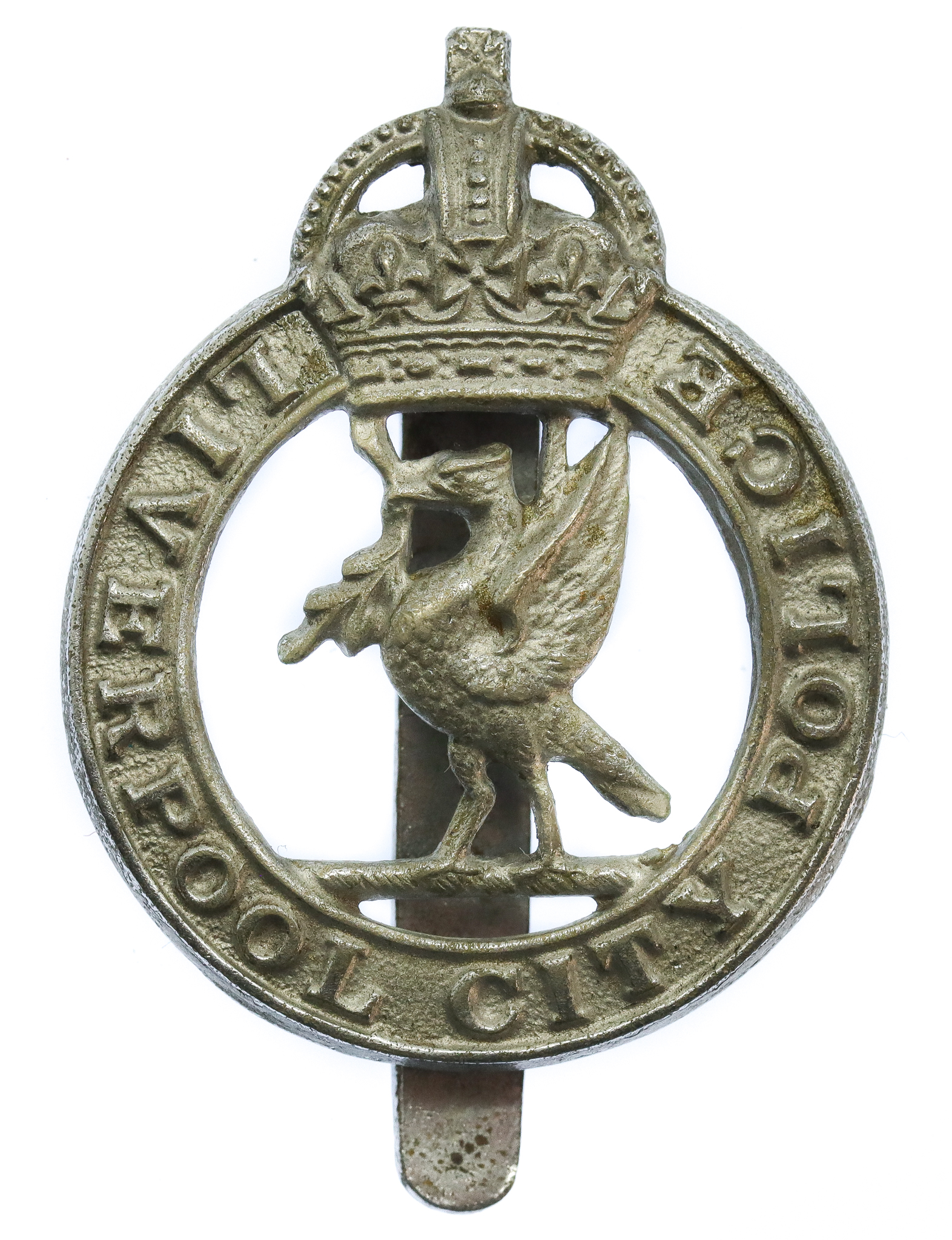 Liverpool City Police Chrome Cap Badge - King's Crown