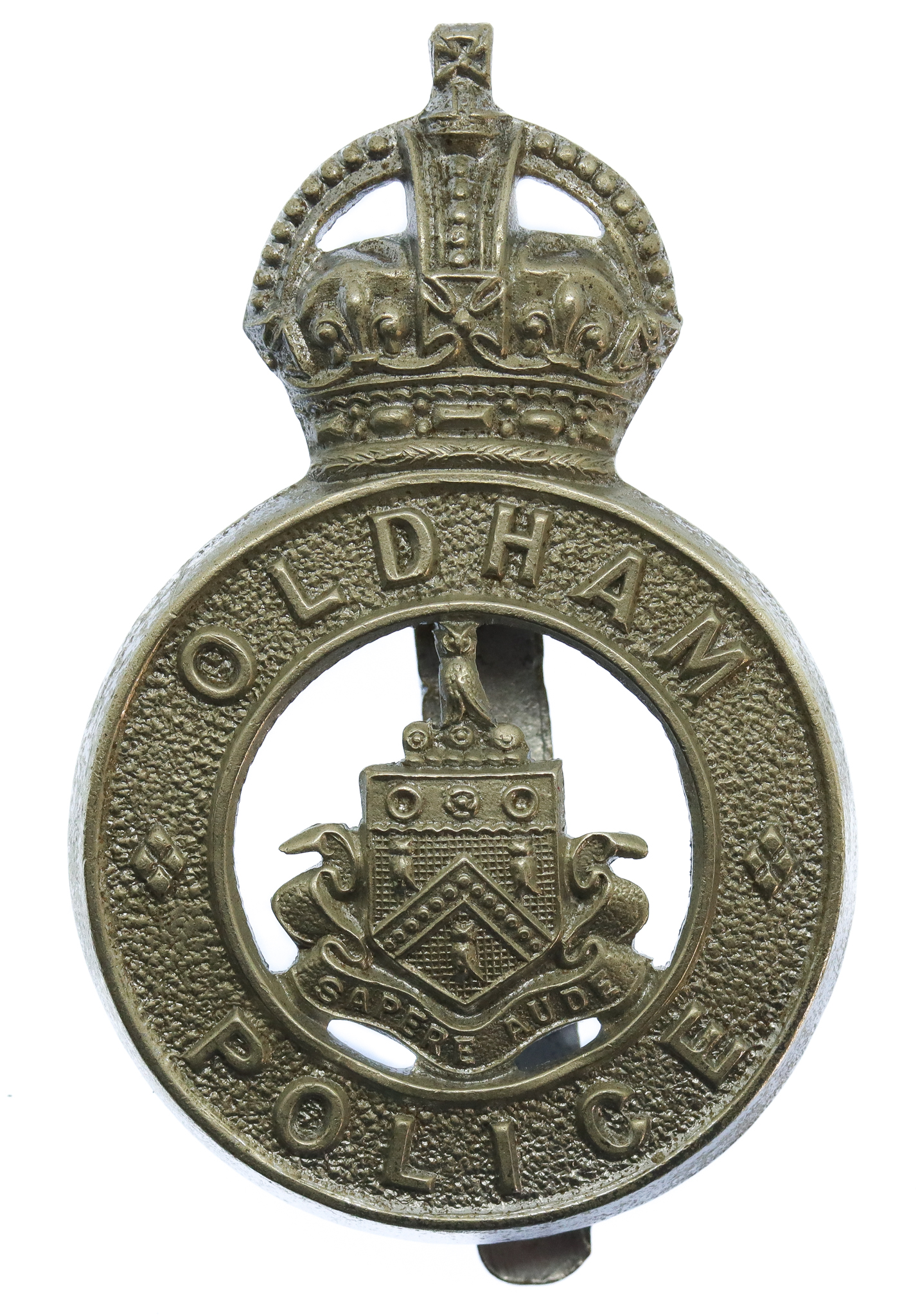 Oldham Borough Police Cap Badge - King's Crown