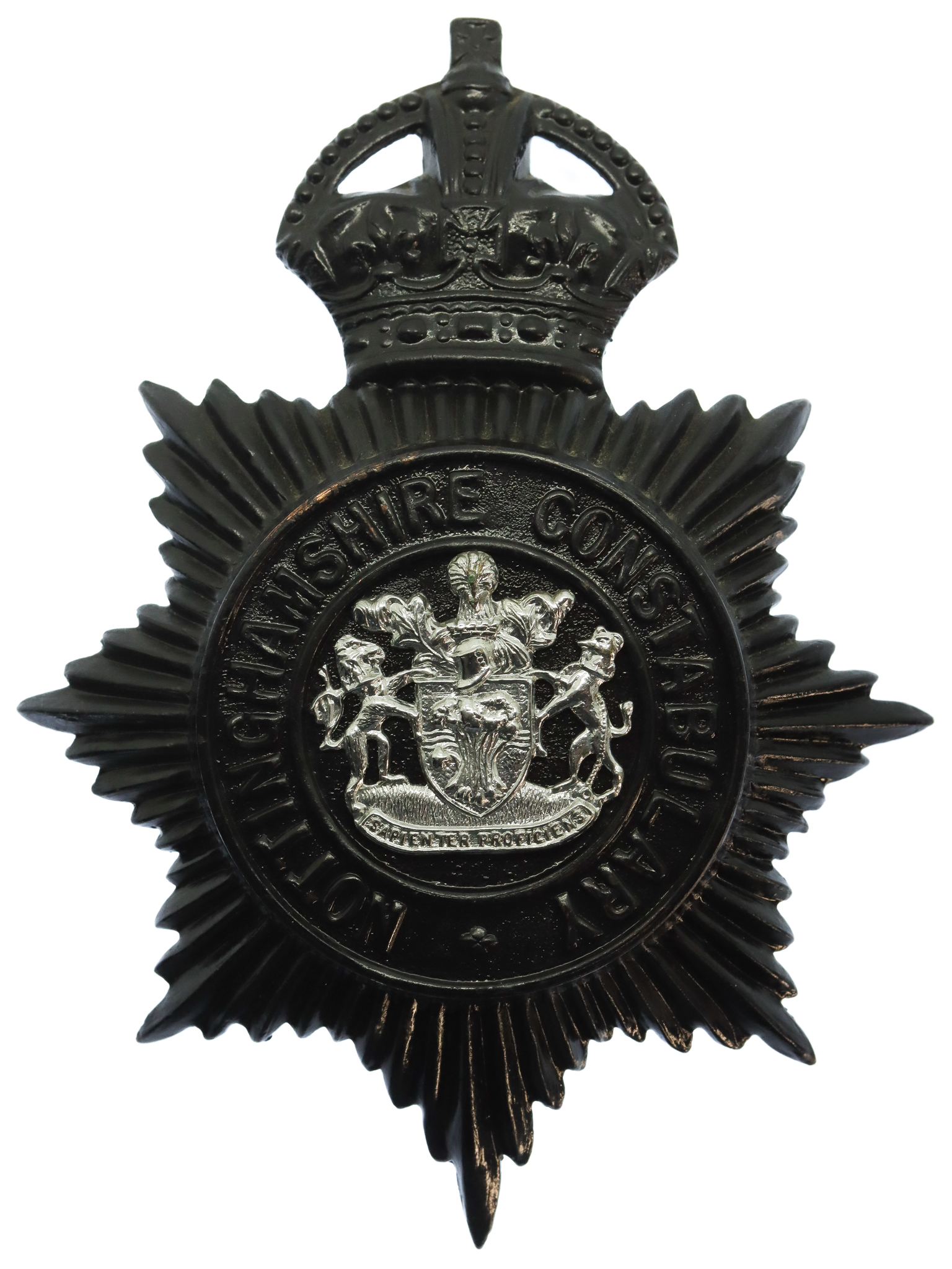 Nottinghamshire Constabulary Night Helmet Plate - King's Crown