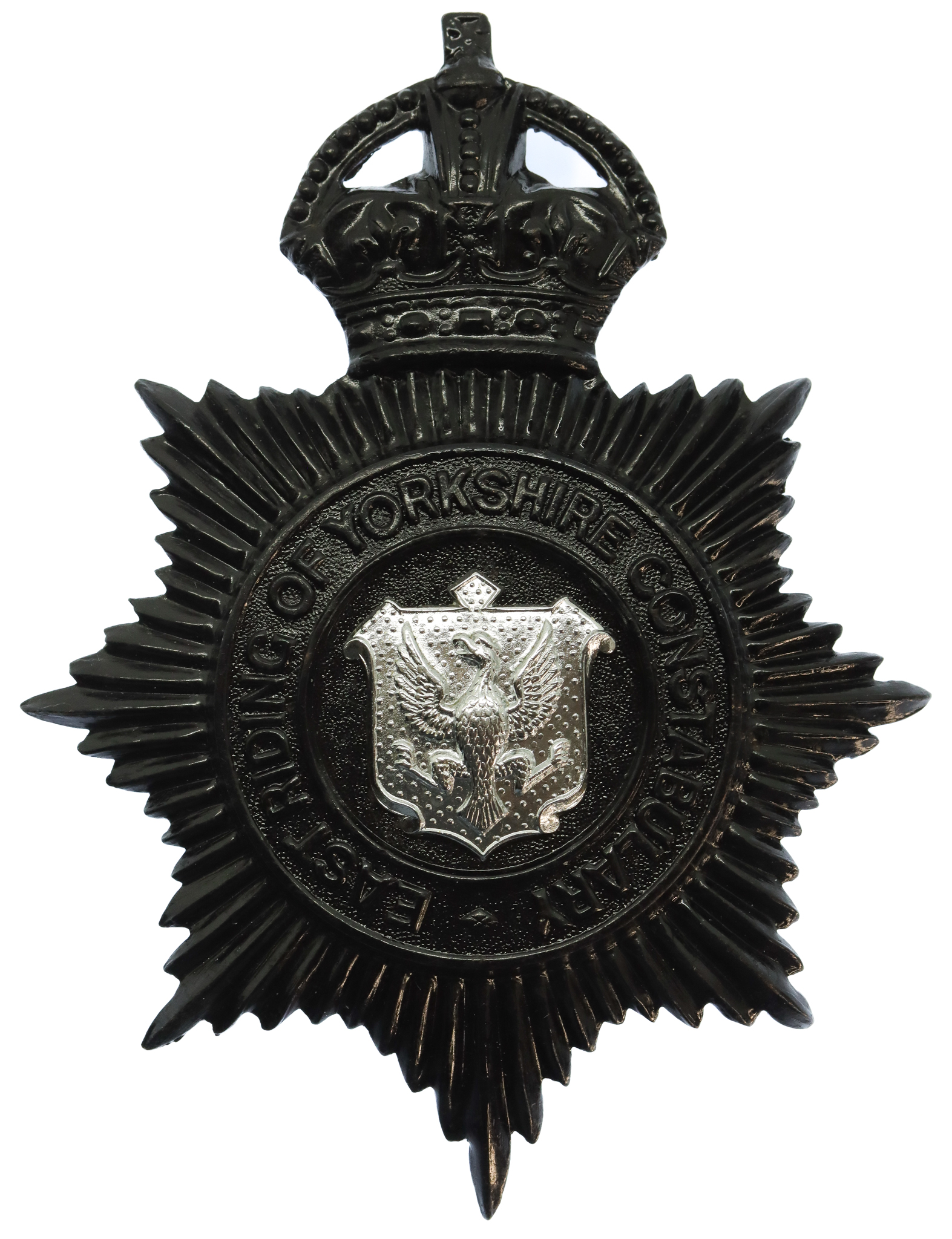 East Riding of Yorkshire Constabulary Night Helmet Plate - King's Crown