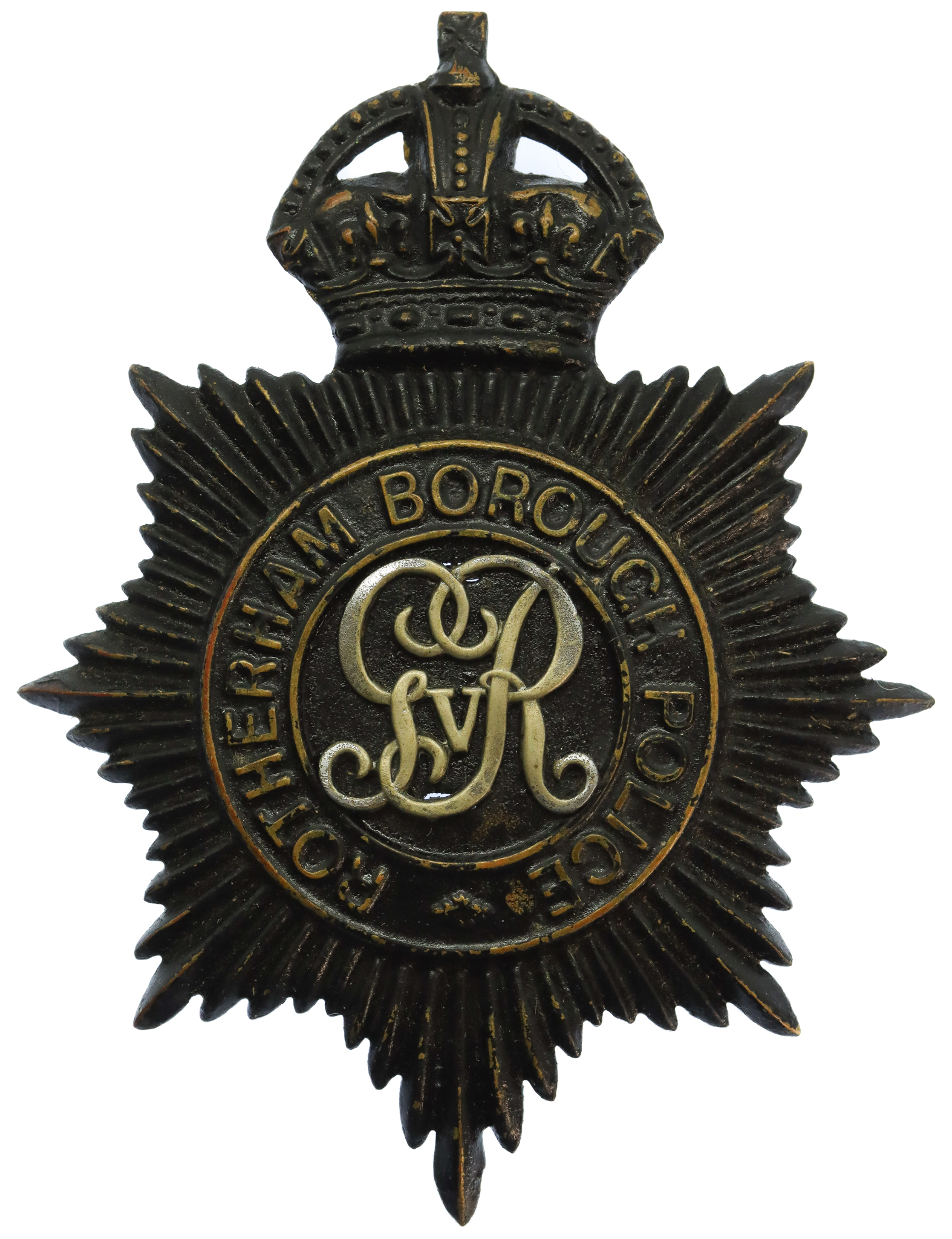 George V Rotherham Borough Police Helmet Plate
