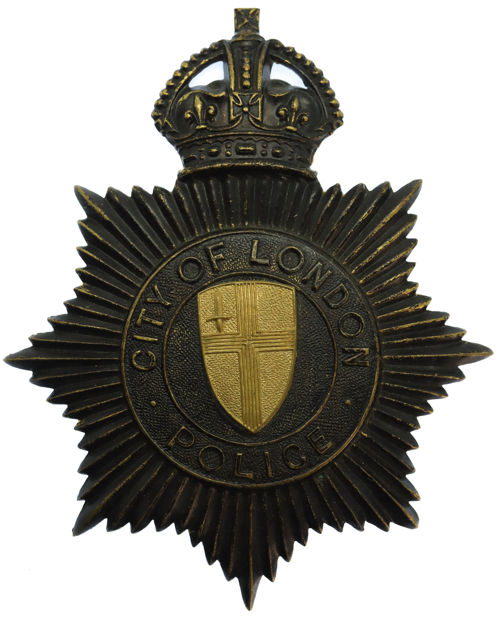 City of London Police Black Star Helmet Plate - King's Crown
