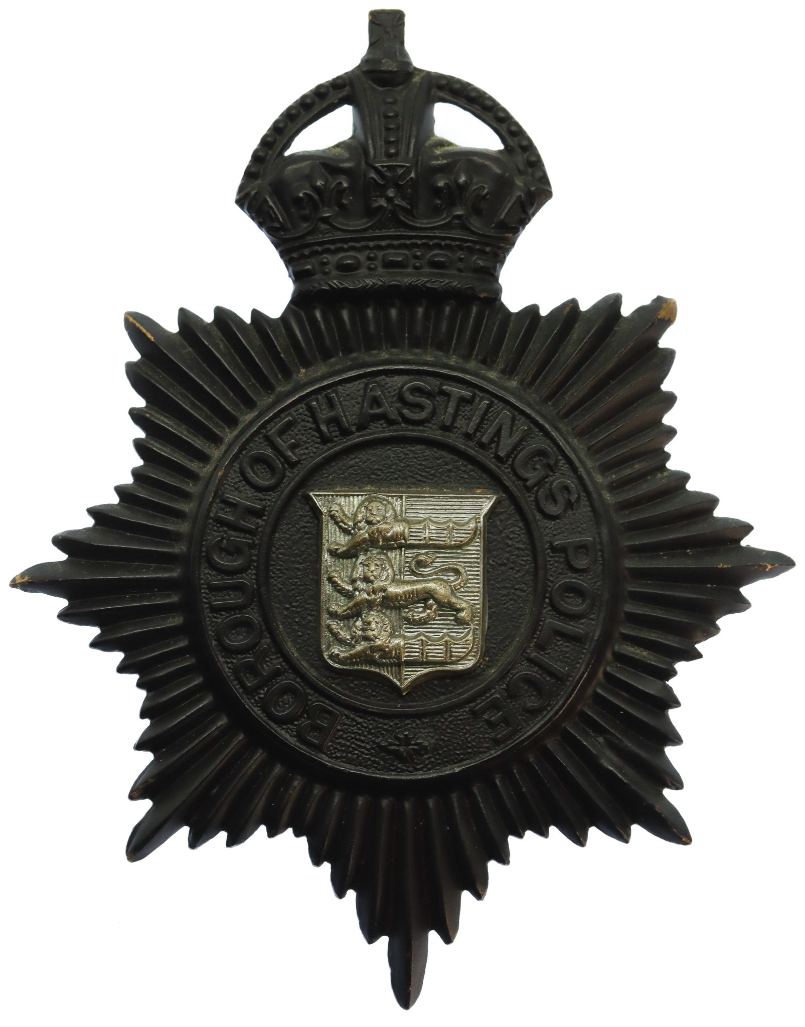 Hastings Borough Police Helmet Plate - King's Crown