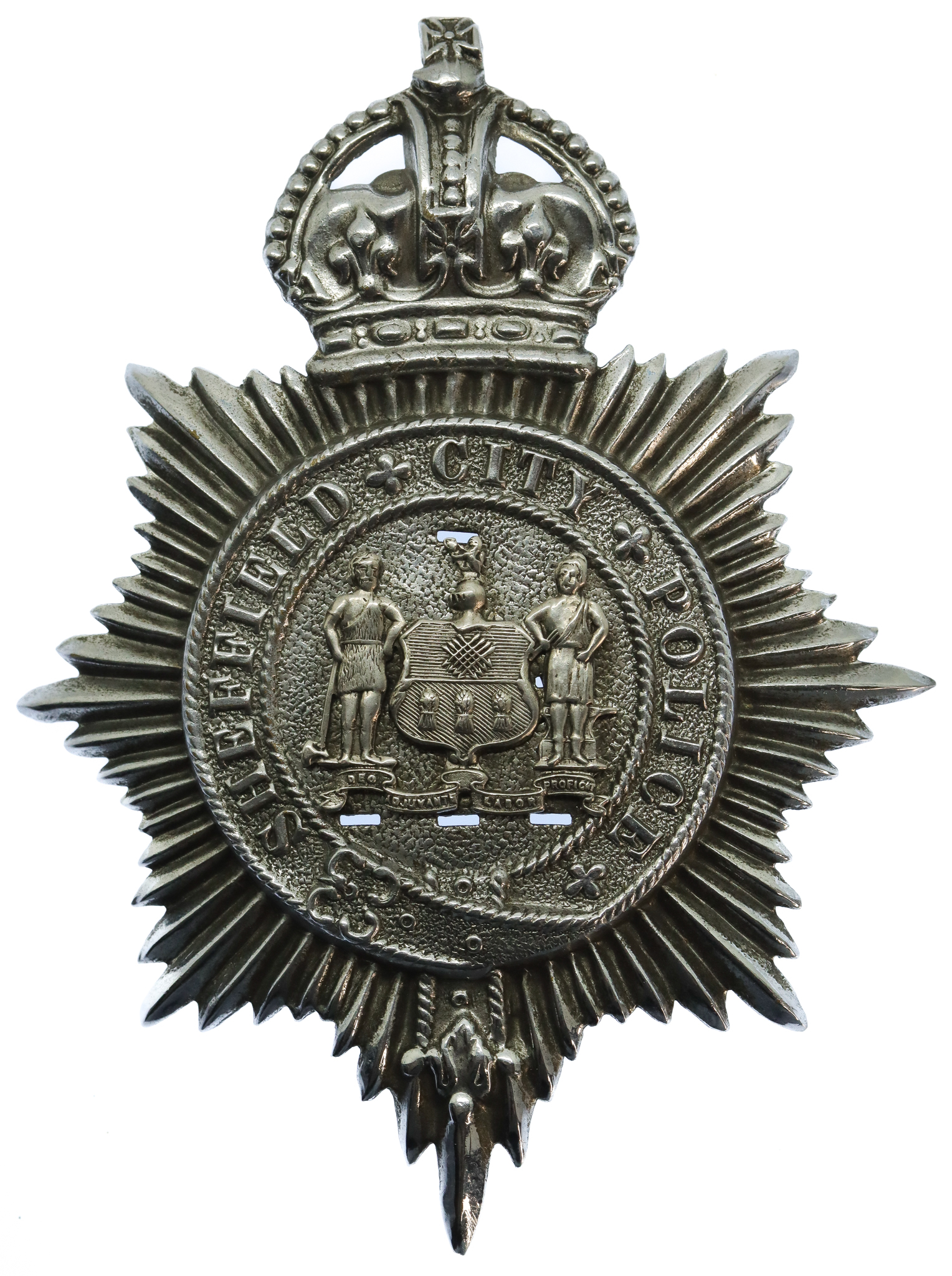 Sheffield City Police Helmet Plate - King's Crown