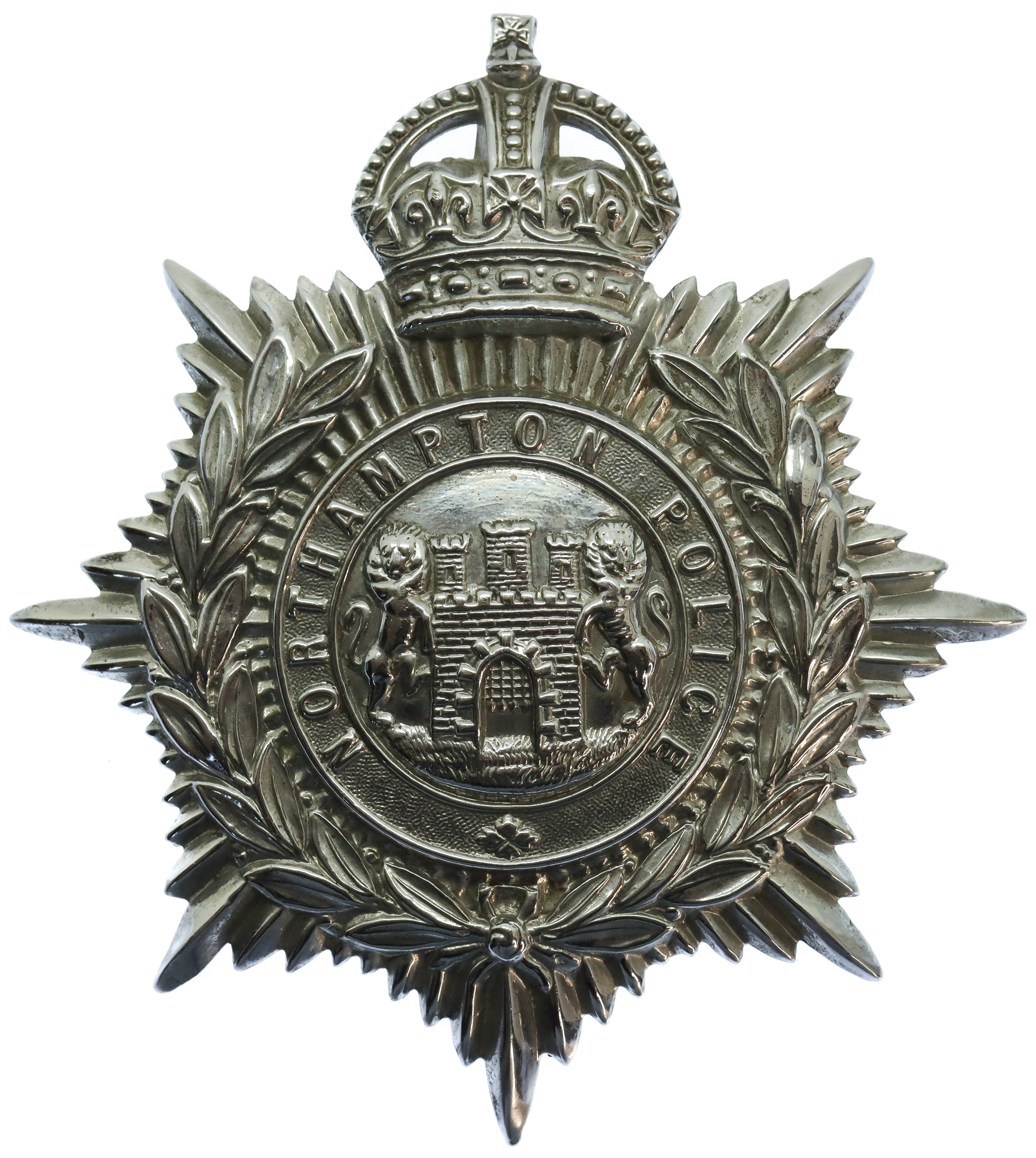 Northampton Borough Police Chrome Helmet Plate - King's Crown