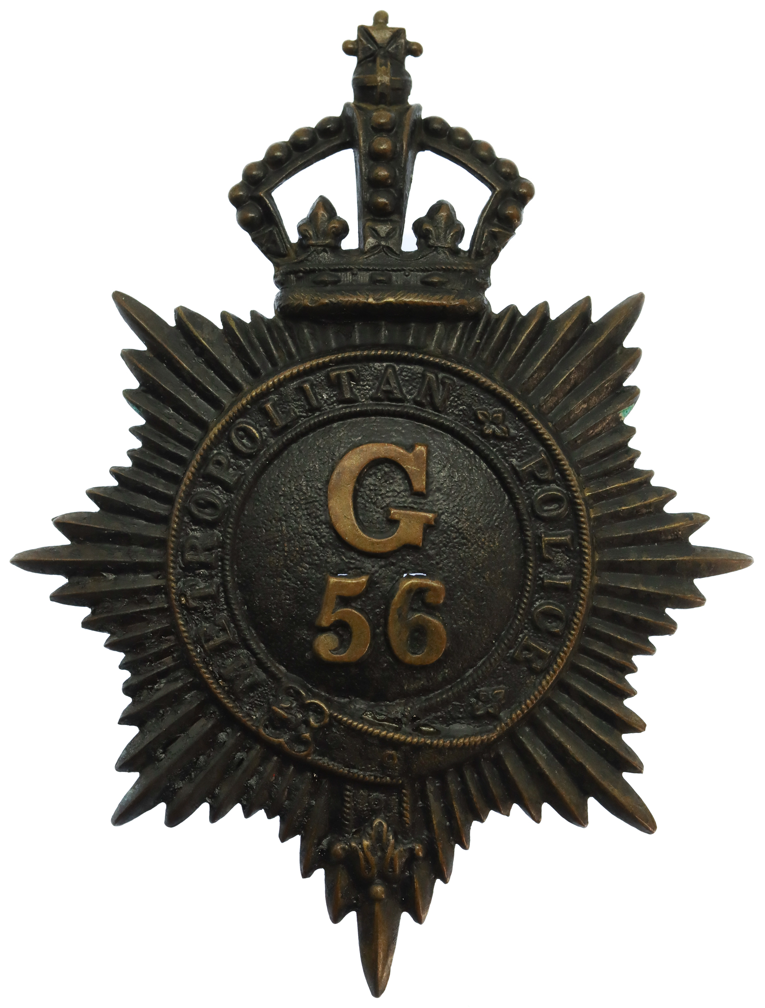 Victorian Metropolitan Police 'G' Division (Finsbury) Helmet Plate