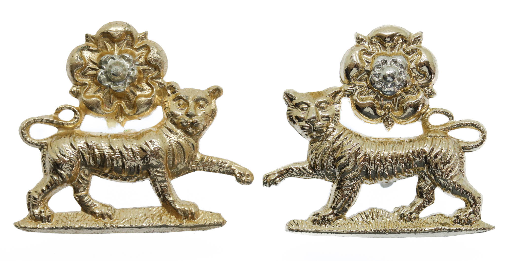 Pair of York & Lancaster Regiment Anodised (Staybrite) Collar Badges