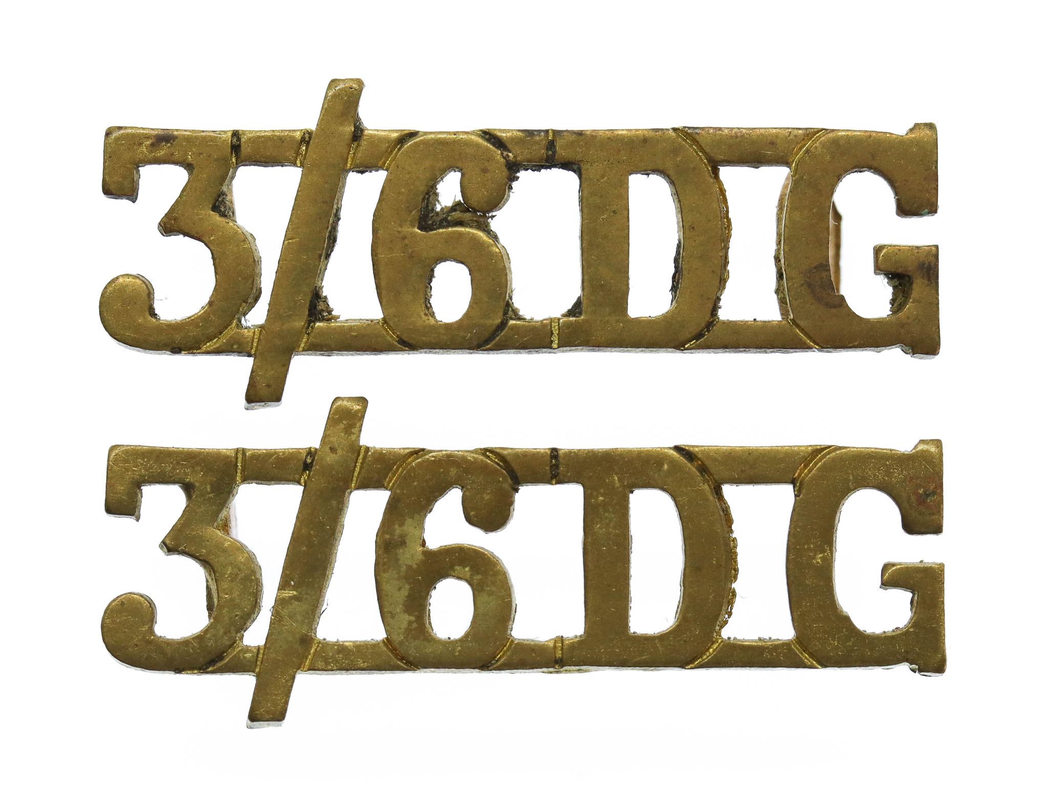 Pair of 3rd/6th Dragoon Guards (3/6 DG) Officer's Shoulder Title