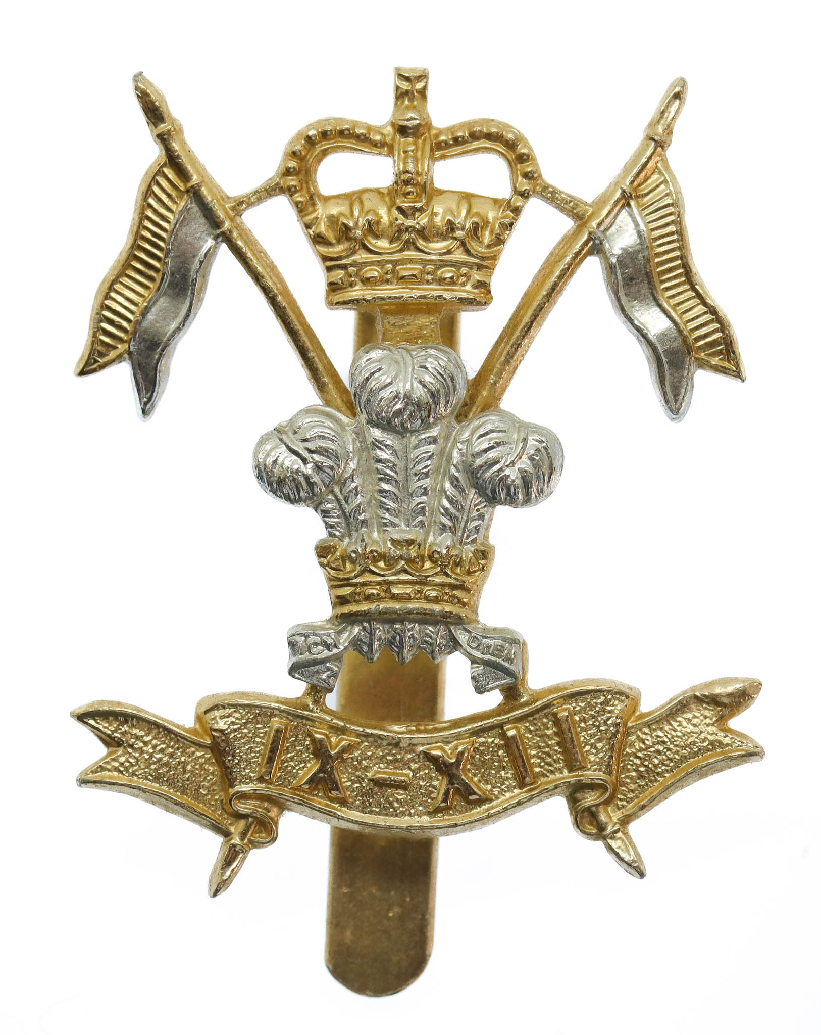 9th/12th Royal Lancers Anodised (Staybrite) Cap Badge