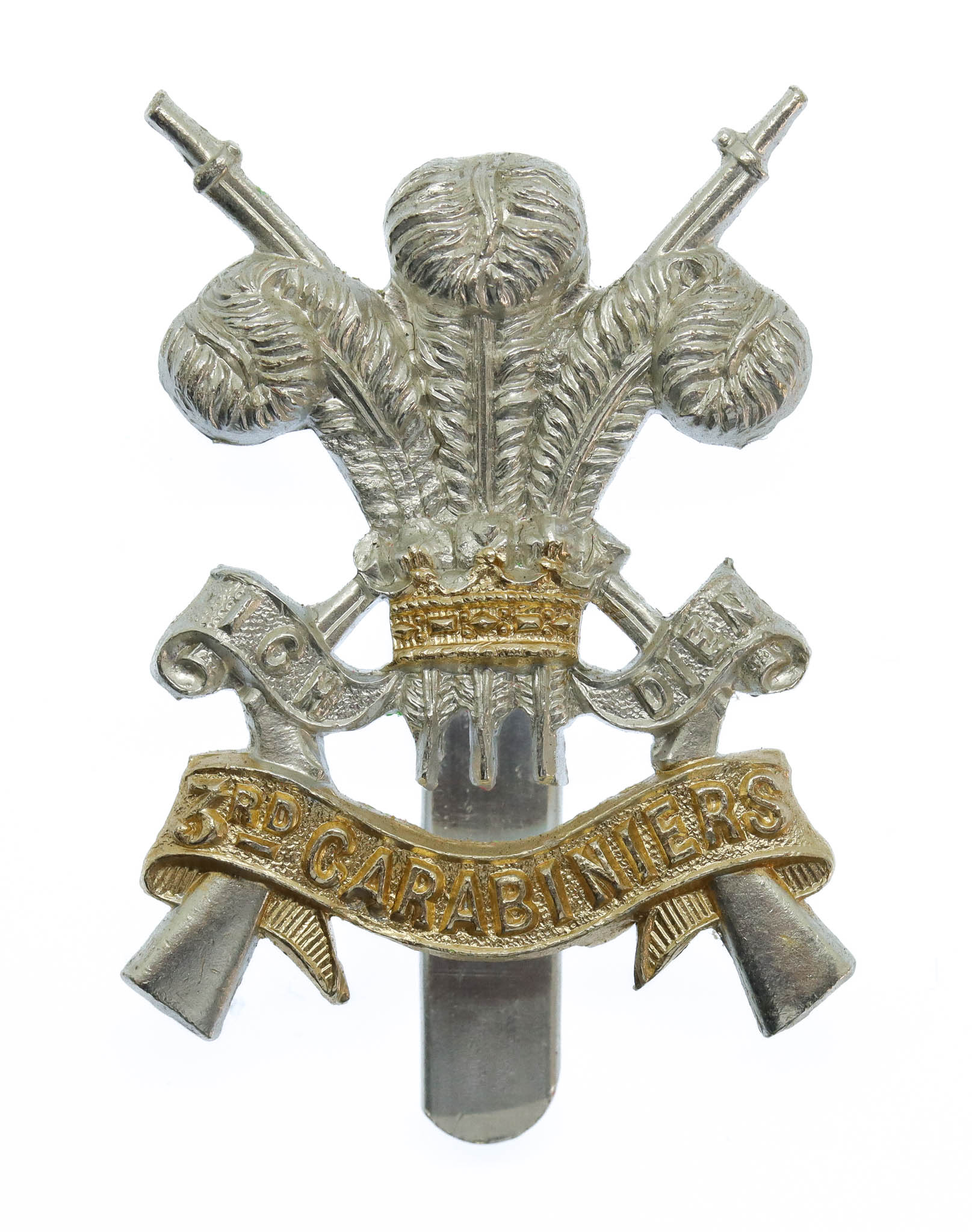 3rd Carabiniers Anodised (Staybrite) Cap Badge