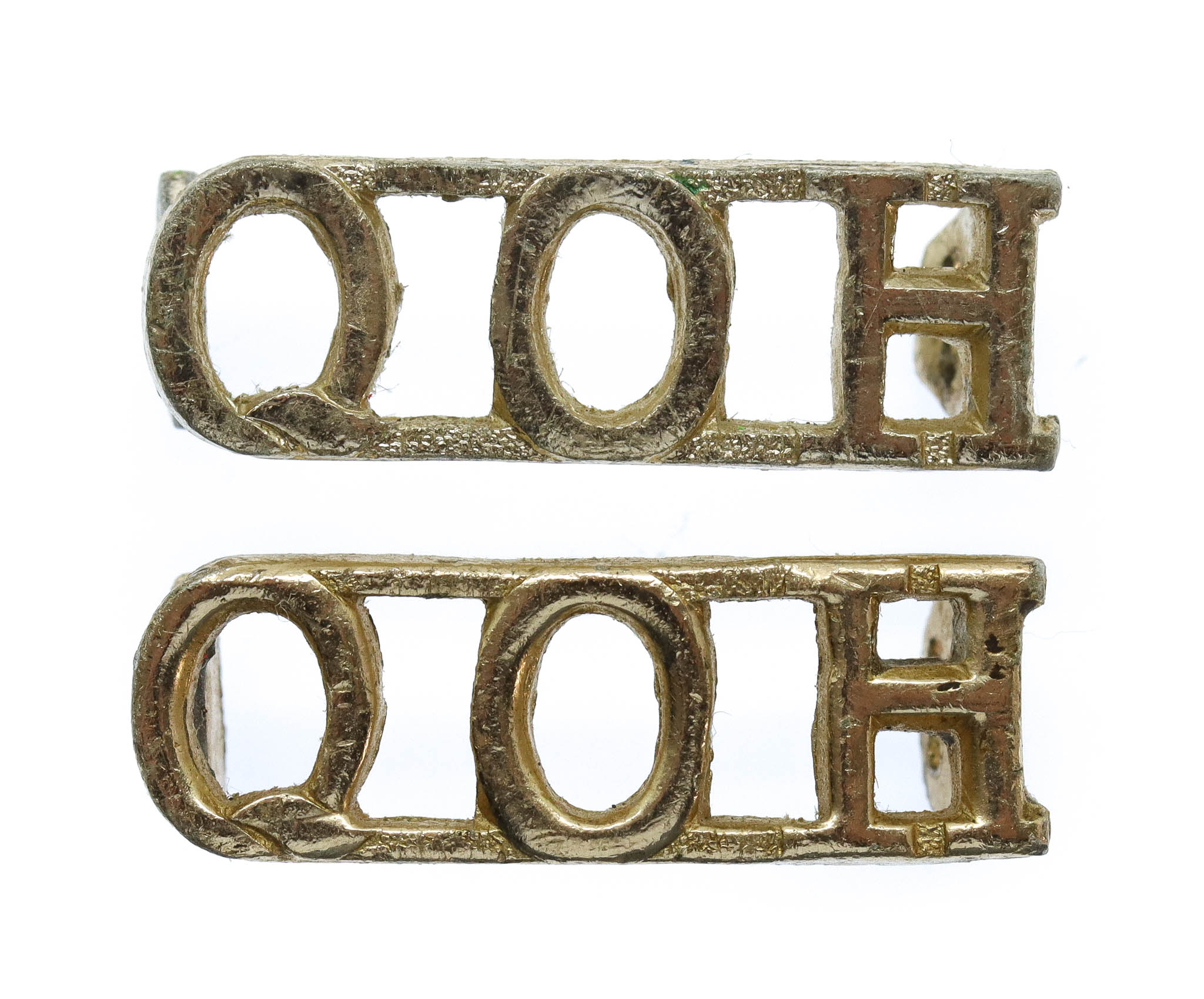 Pair of Queen's Own Hussars (Q.O.H.) Anodised (Staybrite) Shoulder Titles