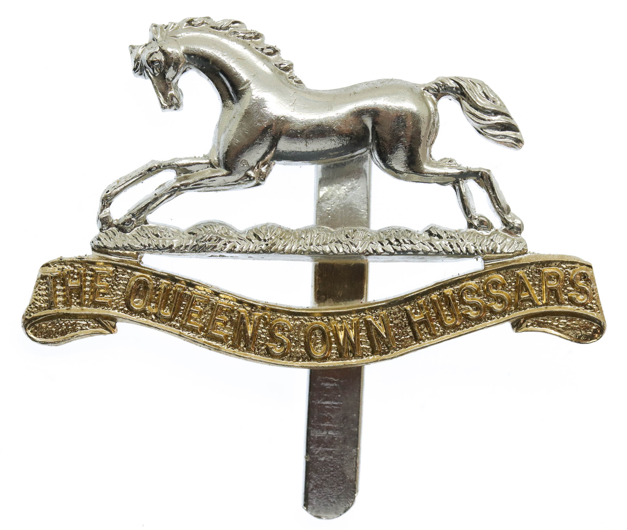 Queen's Own Hussars Anodised (Staybrite) Cap Badge