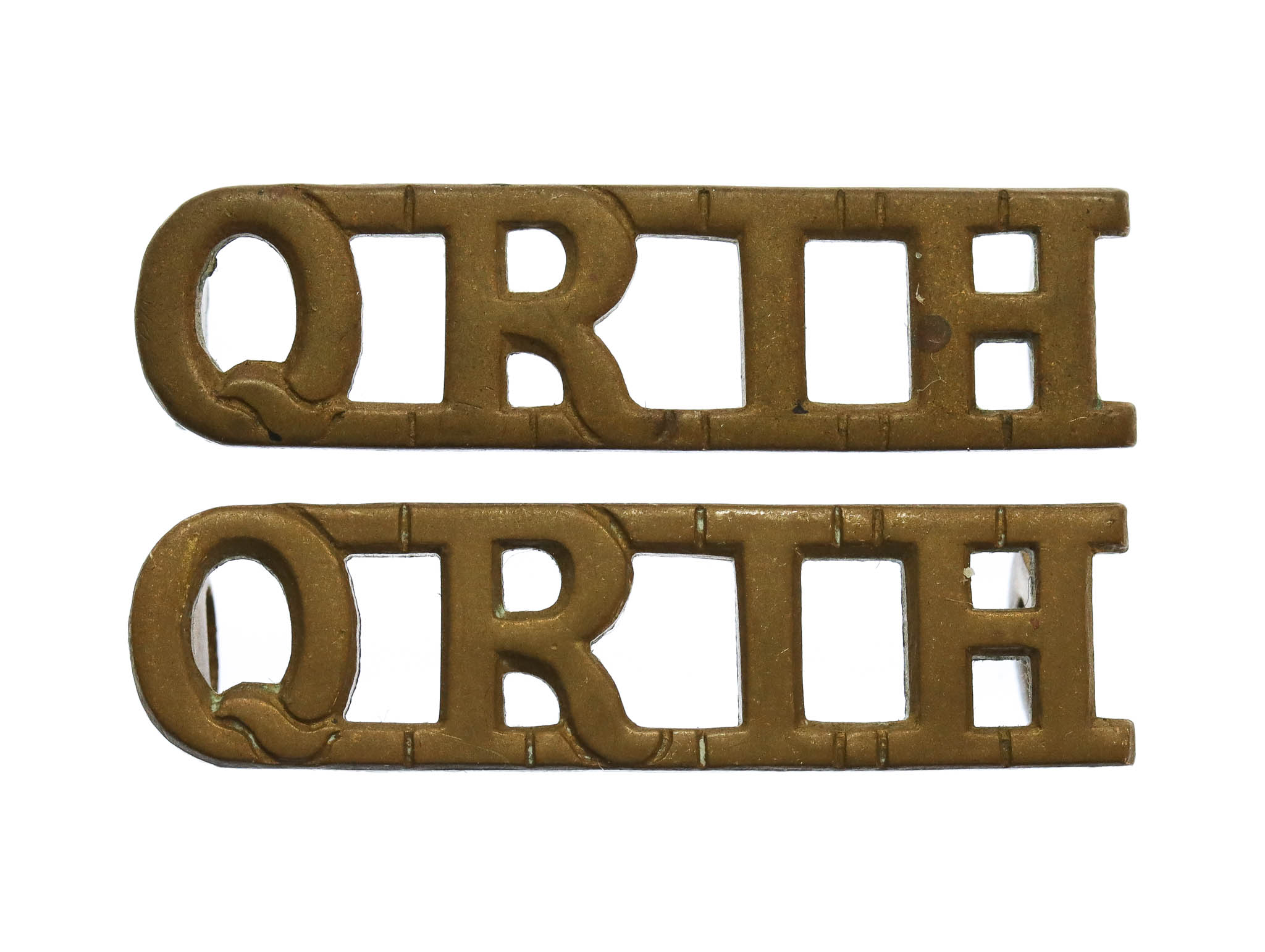 Pair of Queen's Royal Irish Hussars (Q.R.I.H.) Shoulder Titles