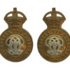 Pair of 7th Queen's Own Hussars Collar Badges - King's Crown