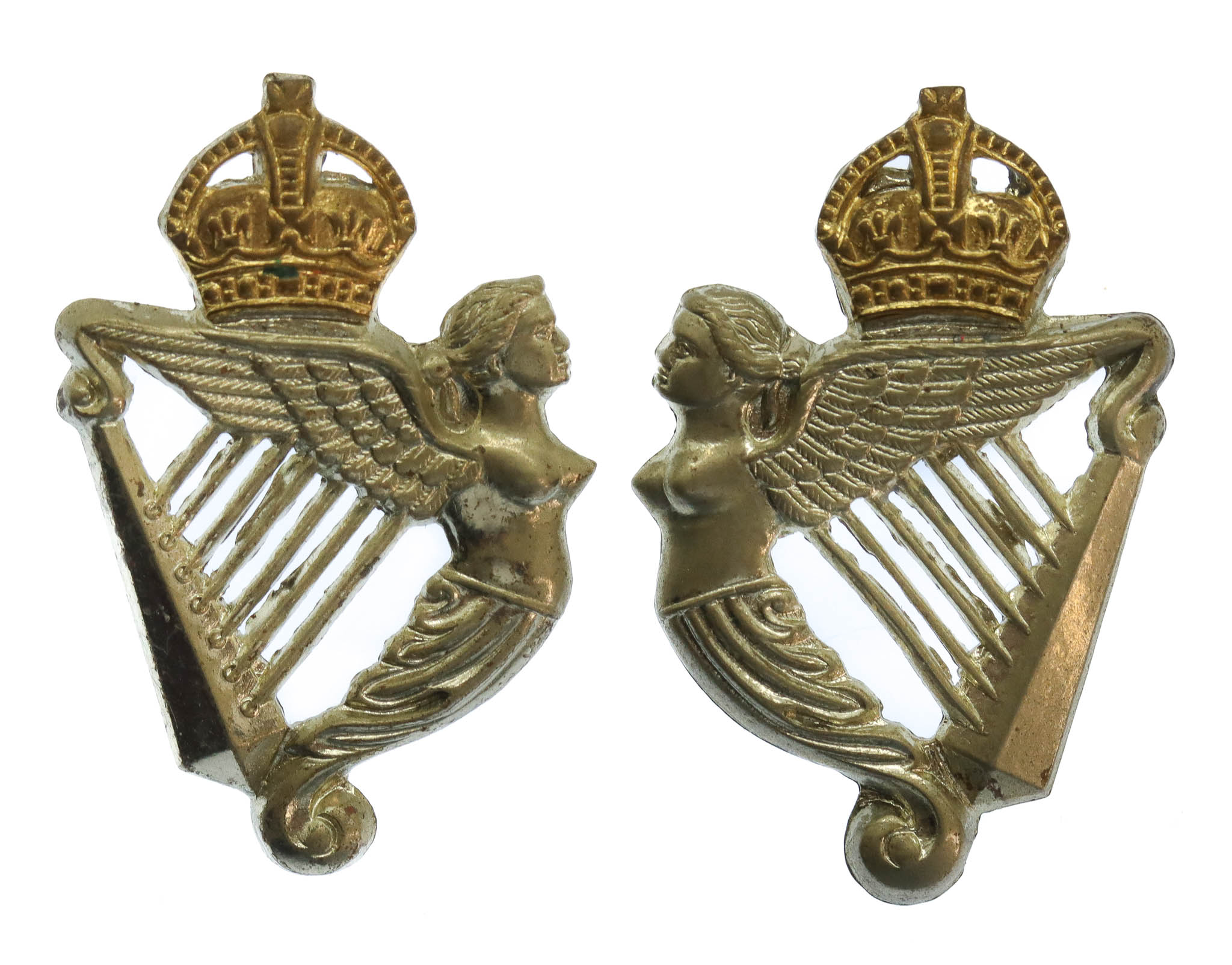 Pair of 8th King's Royal Irish Hussars Collar Badges - King's Crown