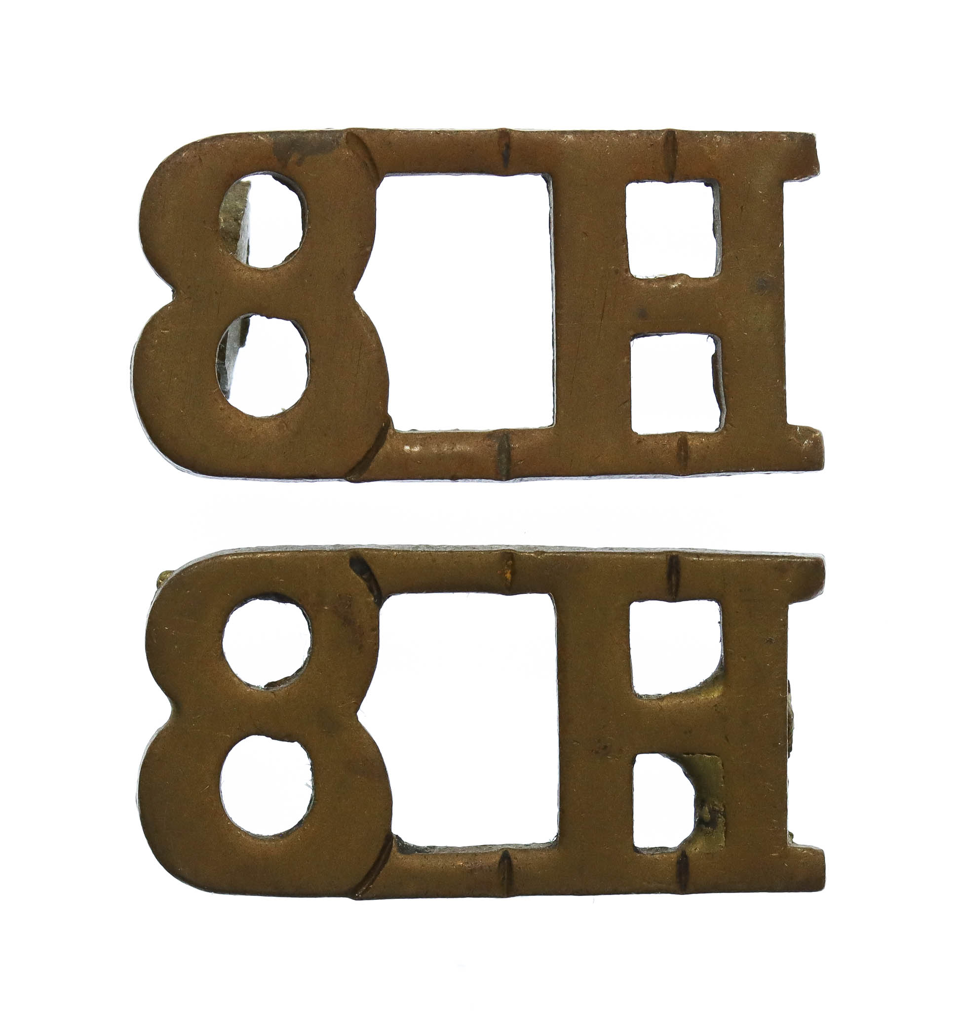 Pair of 8th King's Royal Irish Hussars (8H) Shoulder Titles