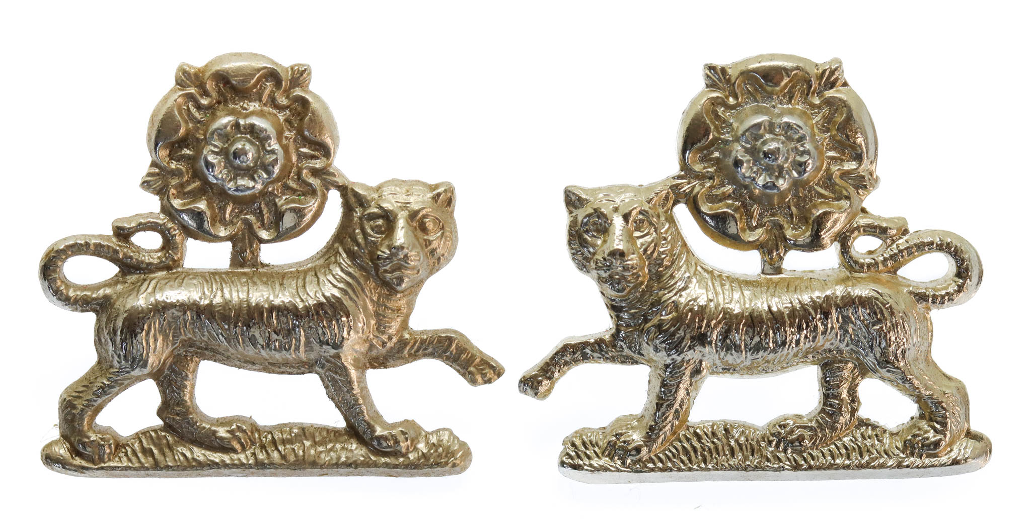 Pair of York & Lancaster Regiment Anodised (Staybrite) Collar Badges