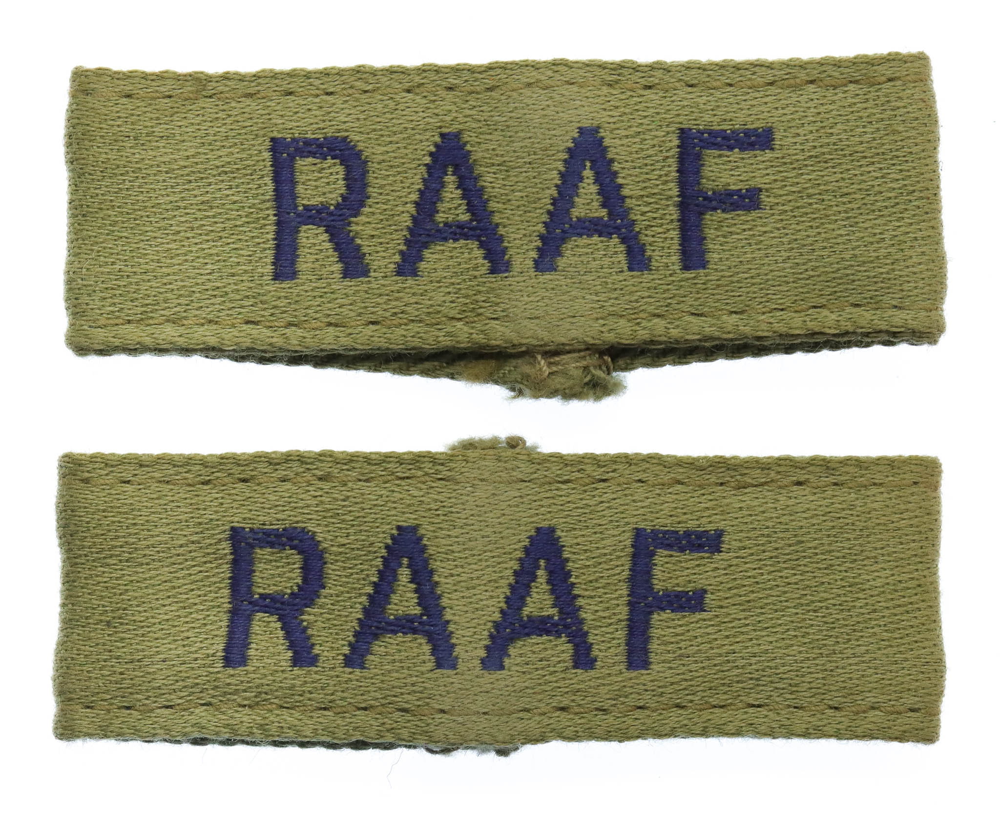 Pair of Royal Australian Air Force (RAAF) Cloth Slip On Shoulder Titles
